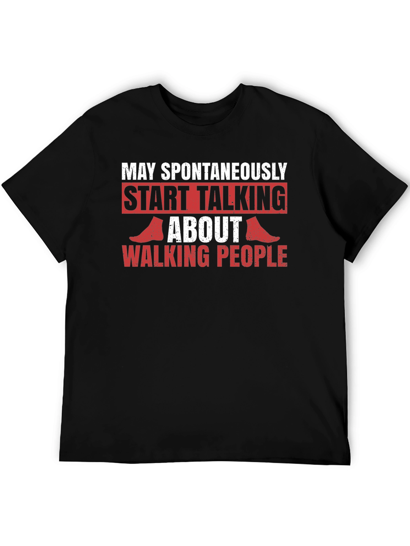 Black Funny Walking People T-Shirt view 5