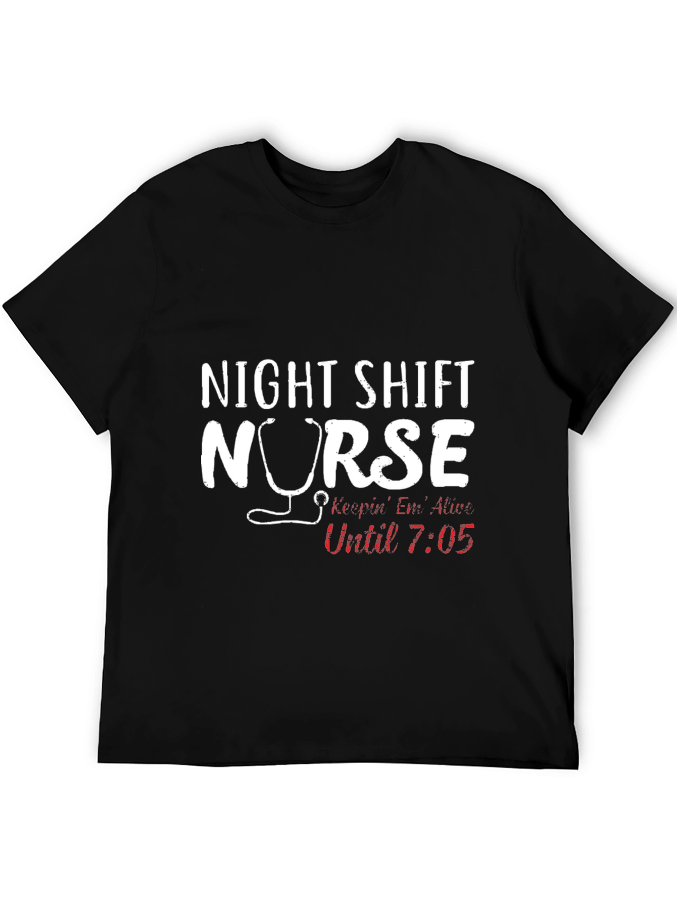 Black Night Shift Nurse Graphic T-Shirt view 5