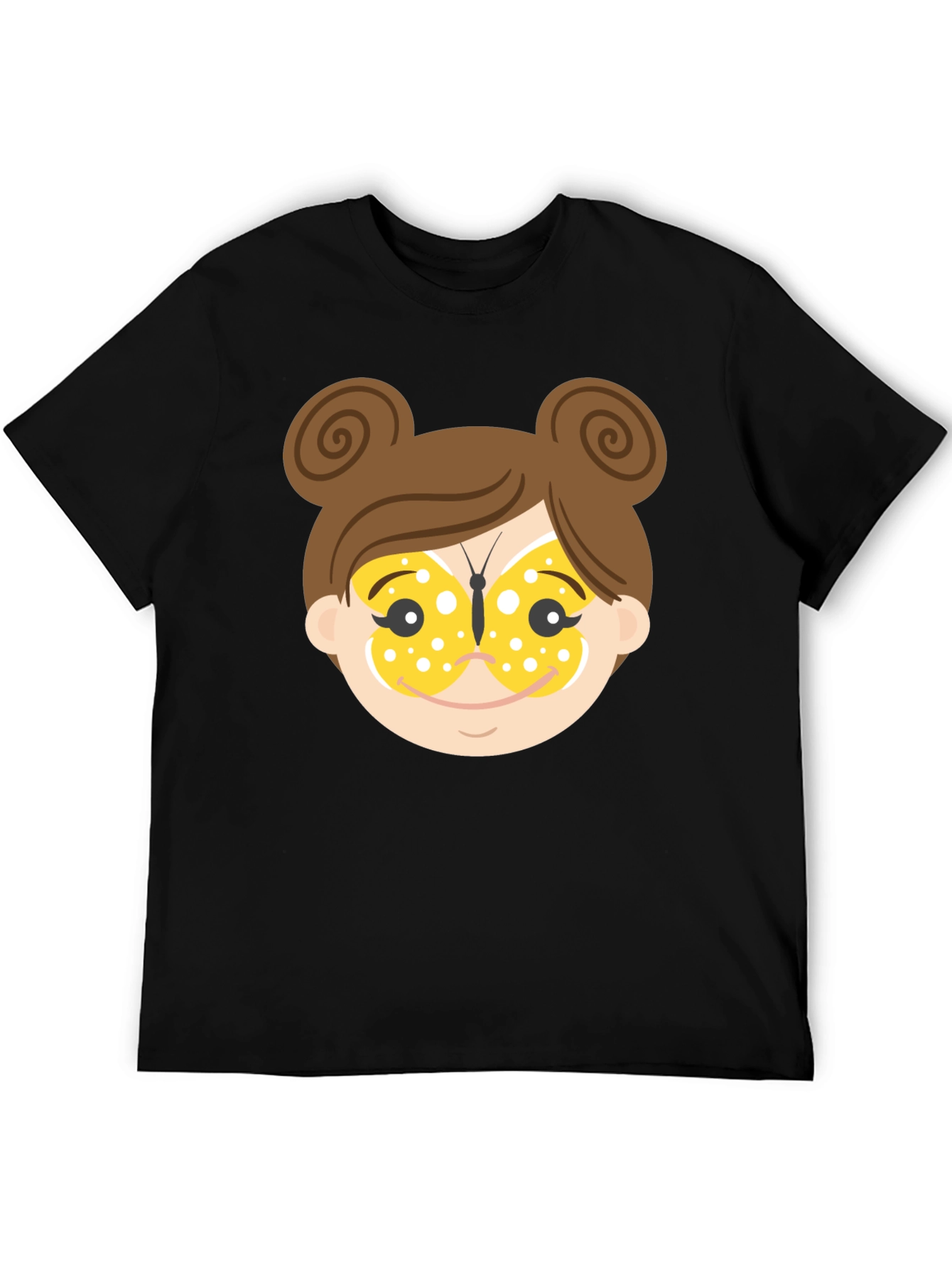 Black Cartoon Girl Face T-Shirt view 5