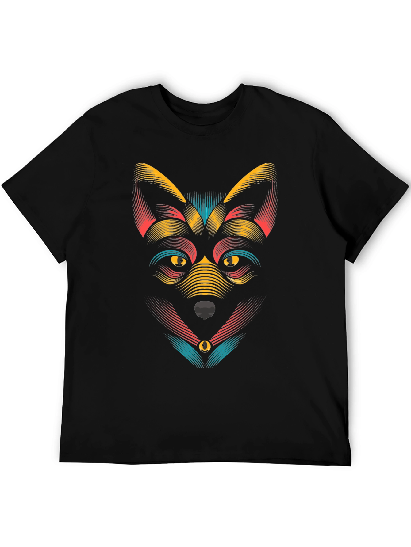 Black Abstract Wolf Graphic Black T-Shirt view 5