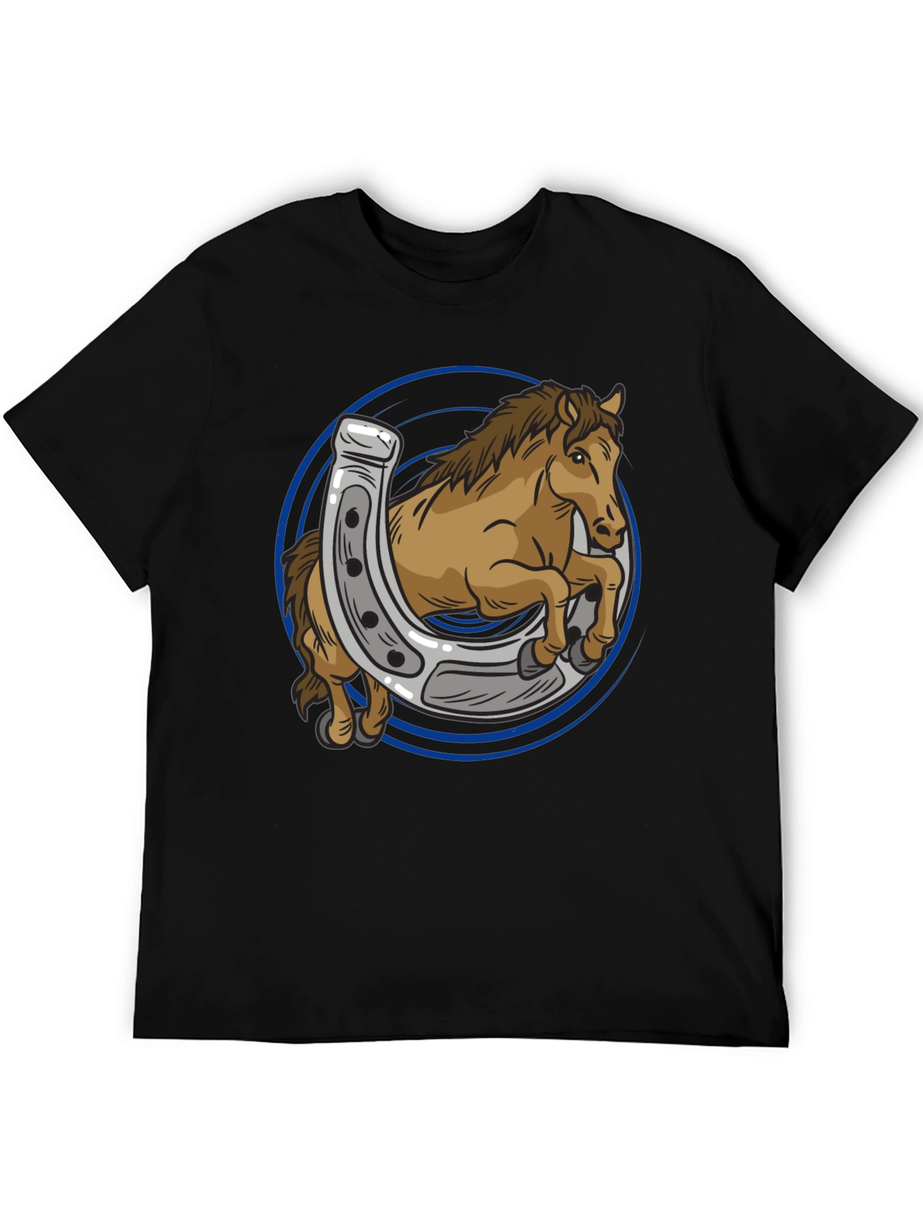 Black Horse and Horseshoe Graphic T-Shirt view 5