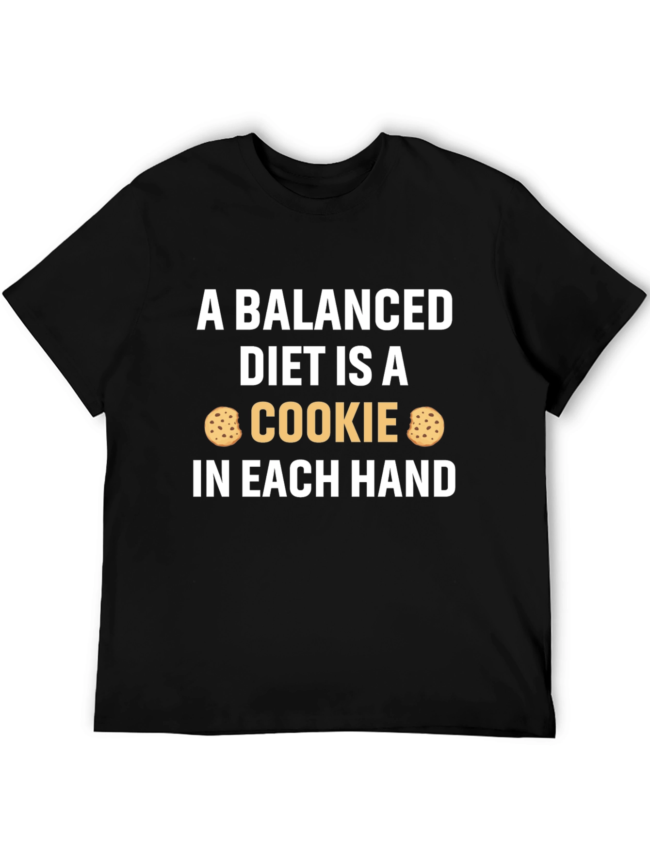 Black Balanced Diet Cookie T-Shirt Funny Foodie Tee view 5