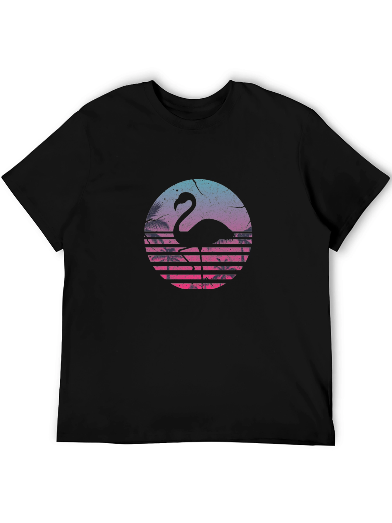Black Retro Flamingo Graphic T-Shirt - Black view 5