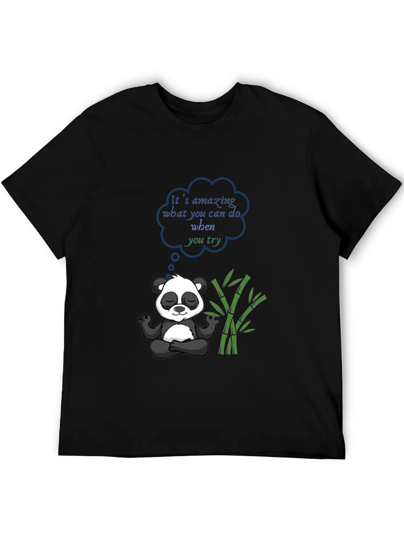 Black Meditating Panda Graphic Tee view 5