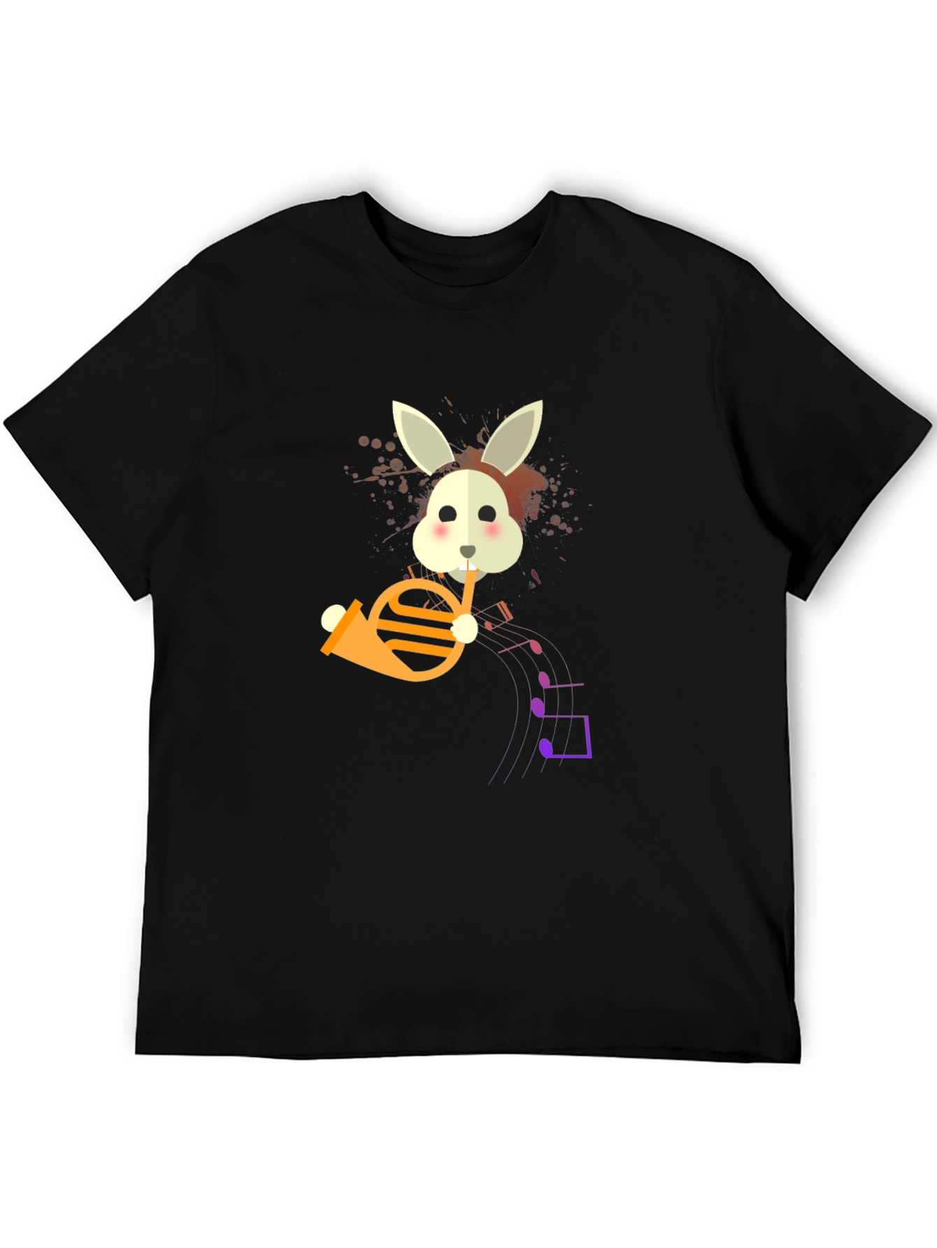 Black Bunny French Horn Player Graphic T-Shirt view 5