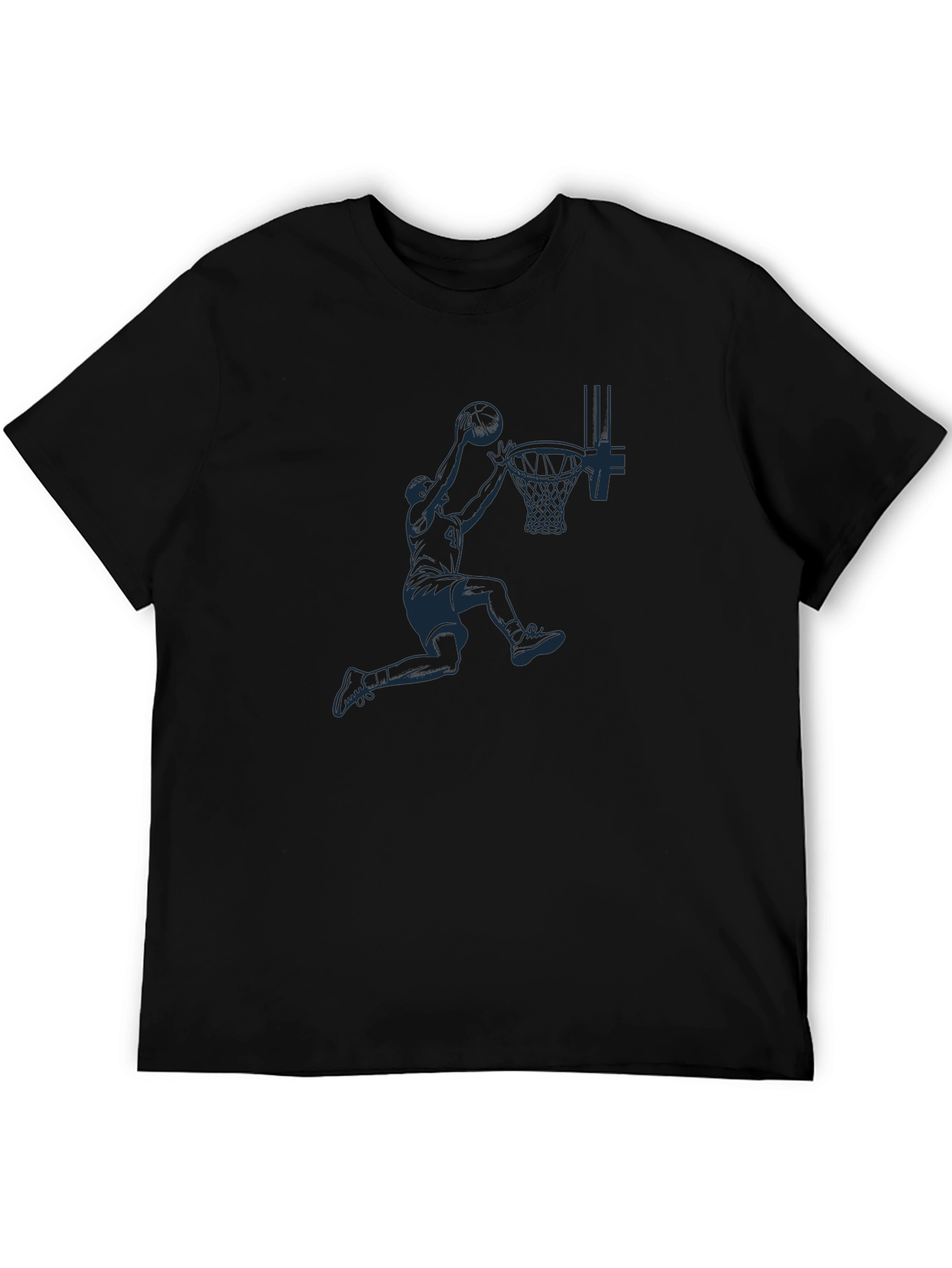 Black Basketball Dunk Graphic Tee - Black Cotton view 5