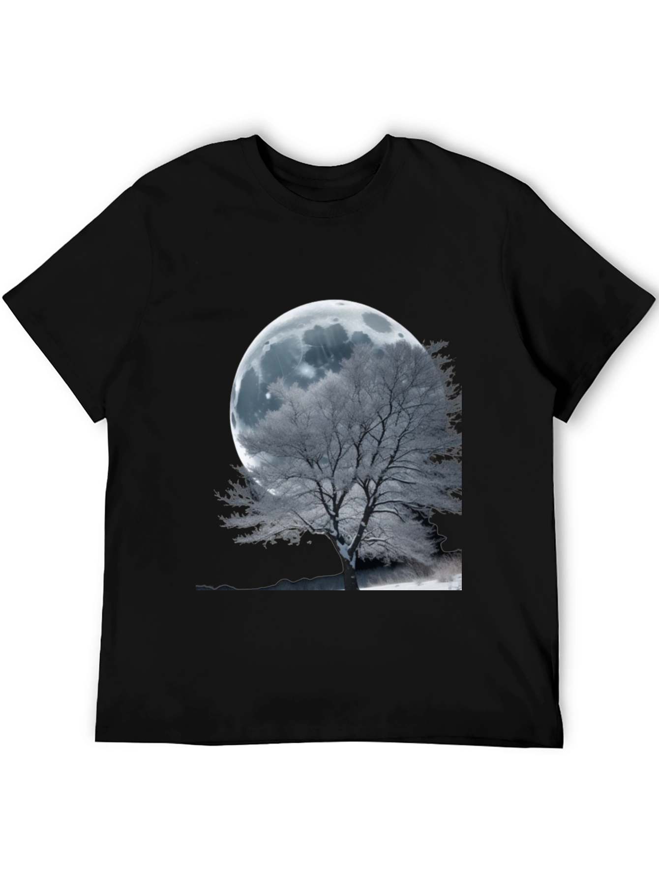 Black Moonlit Tree Graphic T-Shirt - Unique Design view 5