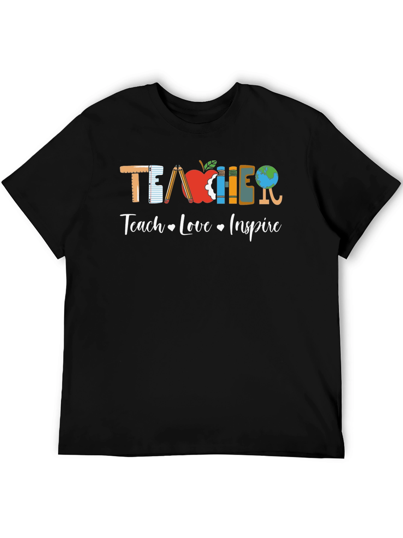 Black Teacher Teach Love Inspire Graphic Tee view 5