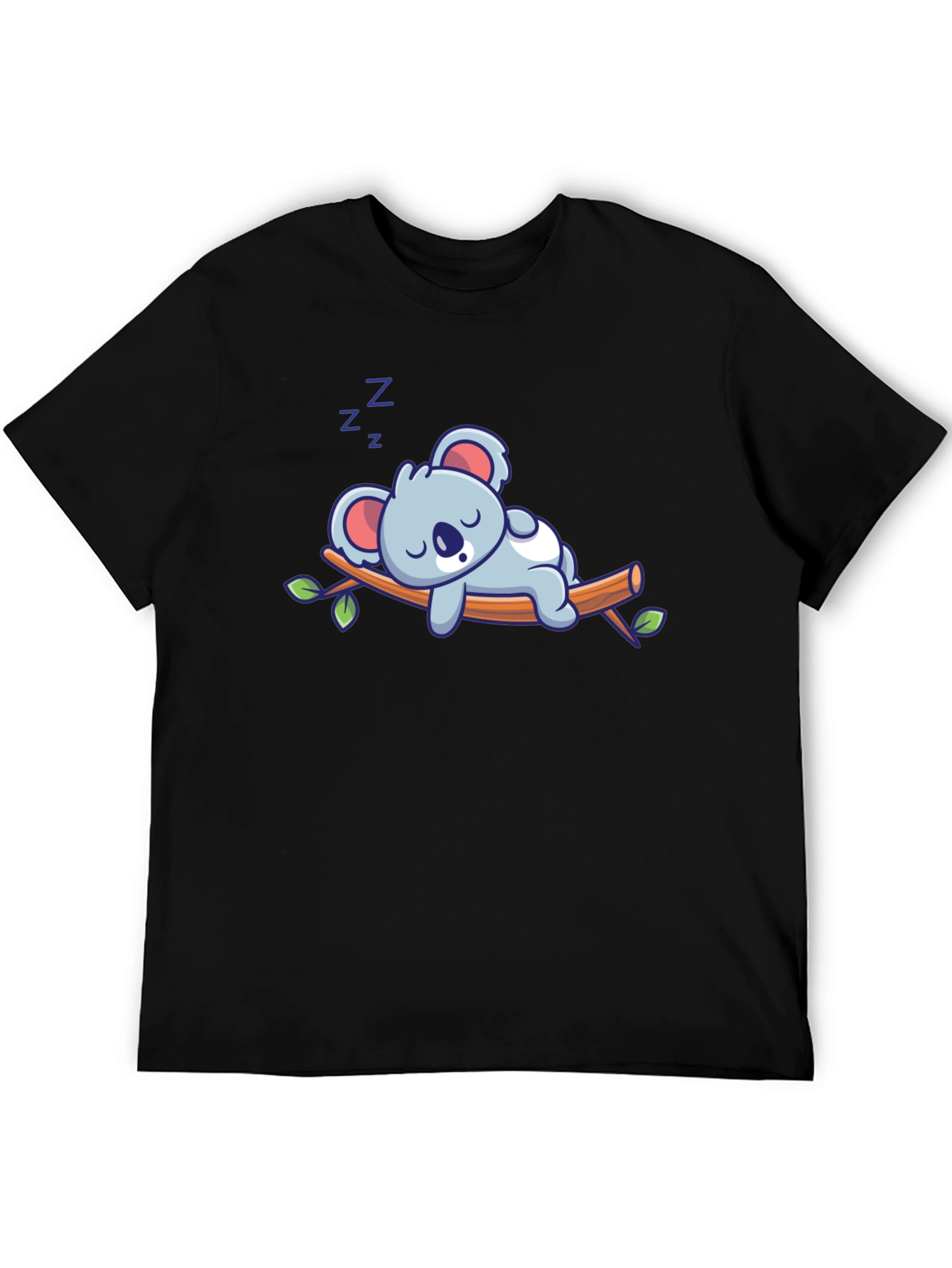 Black Cute Sleeping Koala T-Shirt - Black view 5