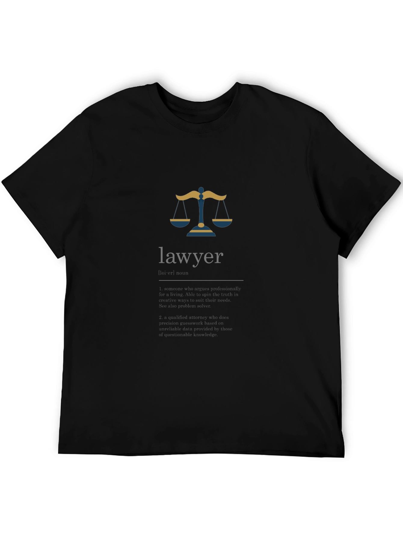 Black Lawyer Scales of Justice Graphic Tee - Unisex Black T-Shirt view 5