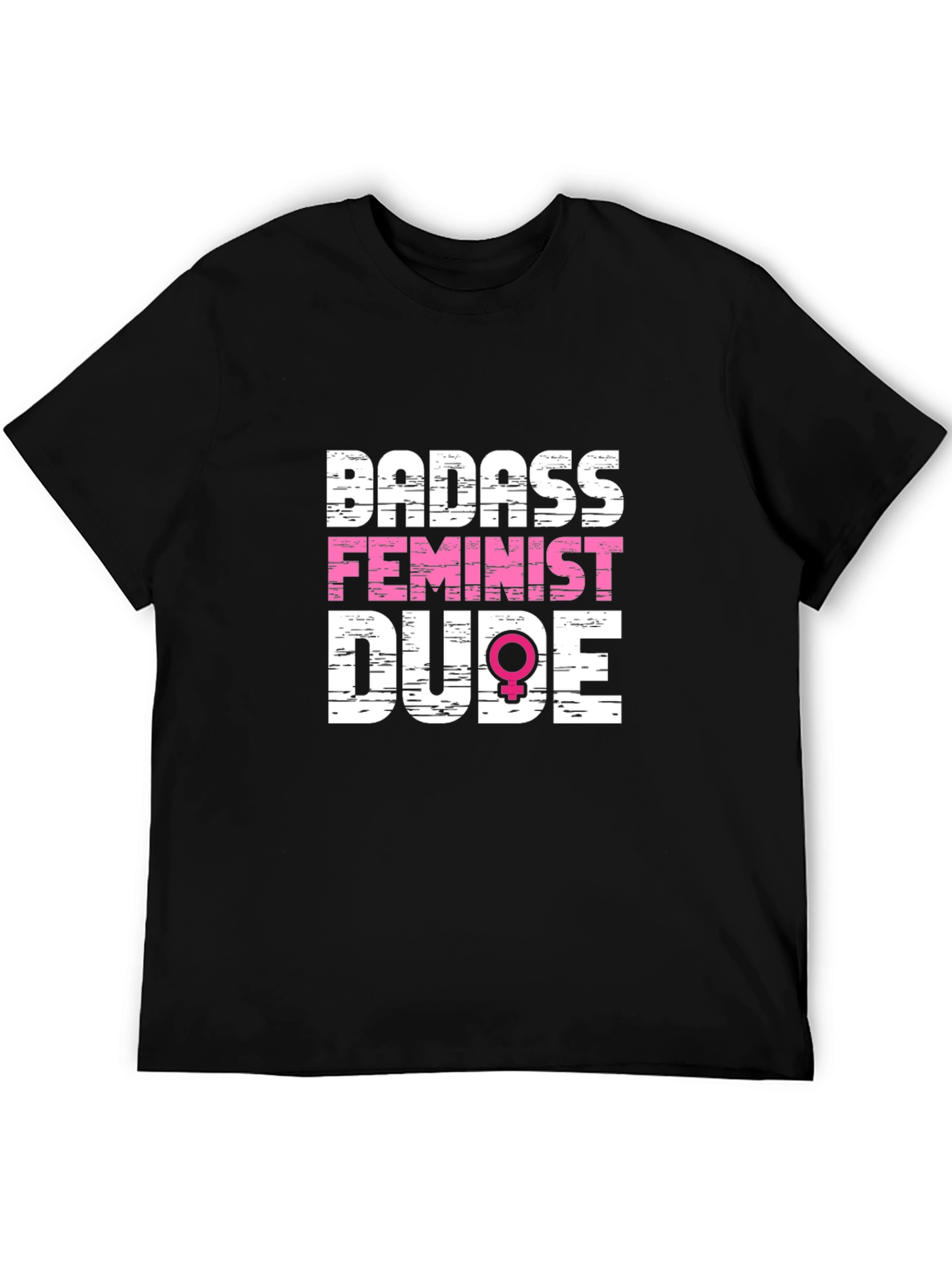 Black Badass Feminist Dude T-Shirt - Mens Black Crew Neck Tee view 5