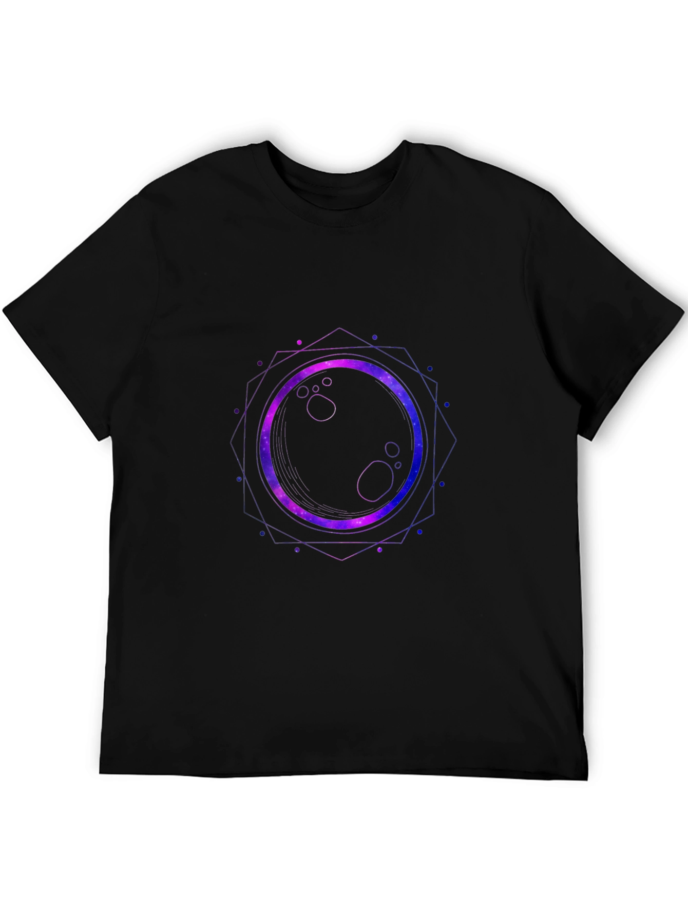 Black Cosmic Eclipse Graphic Tee - Black Cotton Blend view 5