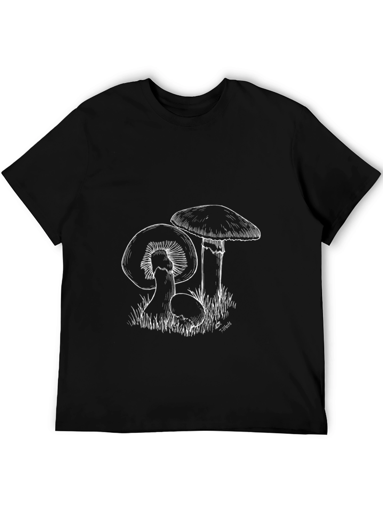 Black Mushroom Graphic T-Shirt - Black Cotton Tee view 5