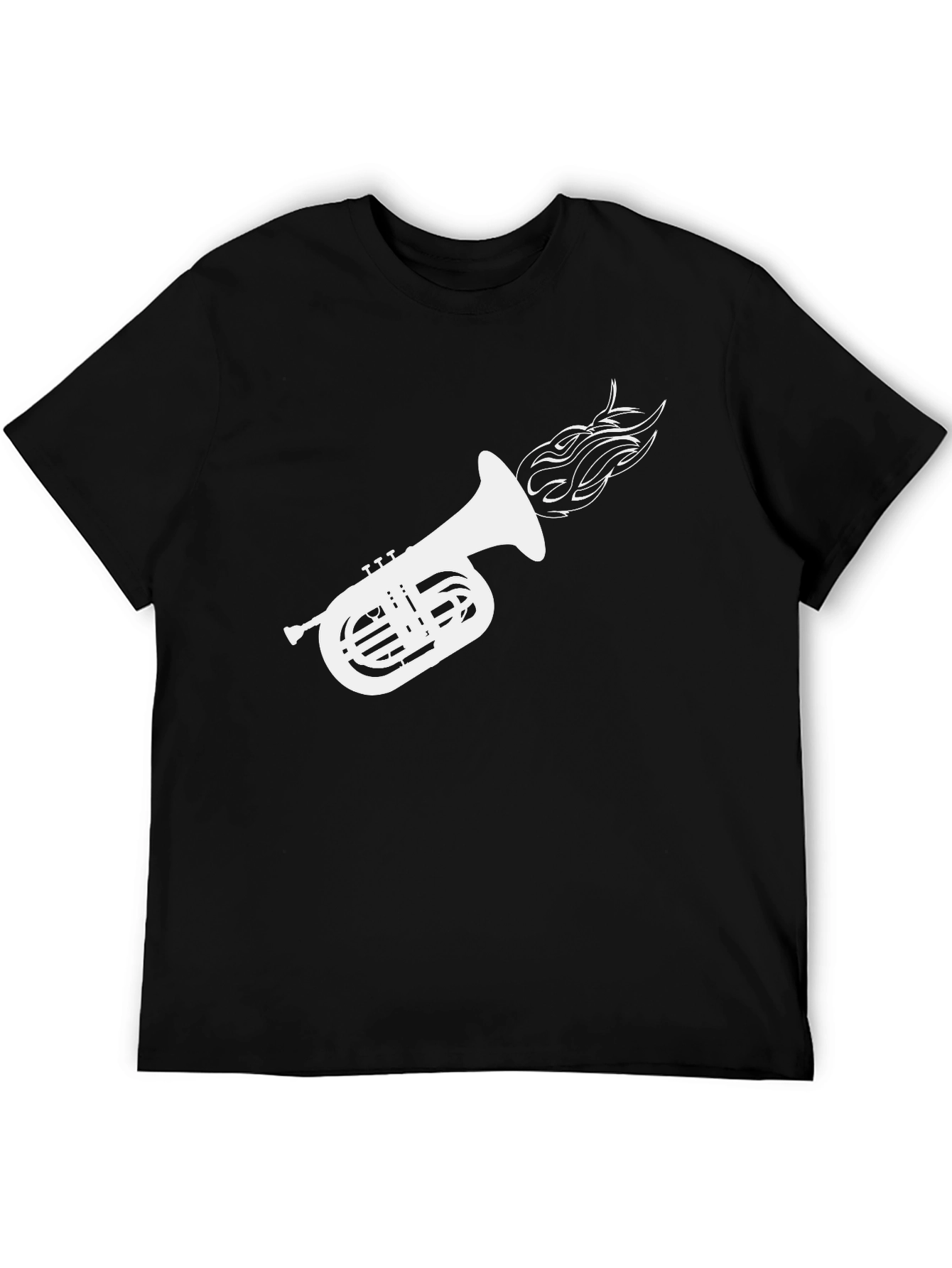 Black Black Tuba Fire T-Shirt - Musician Apparel view 5
