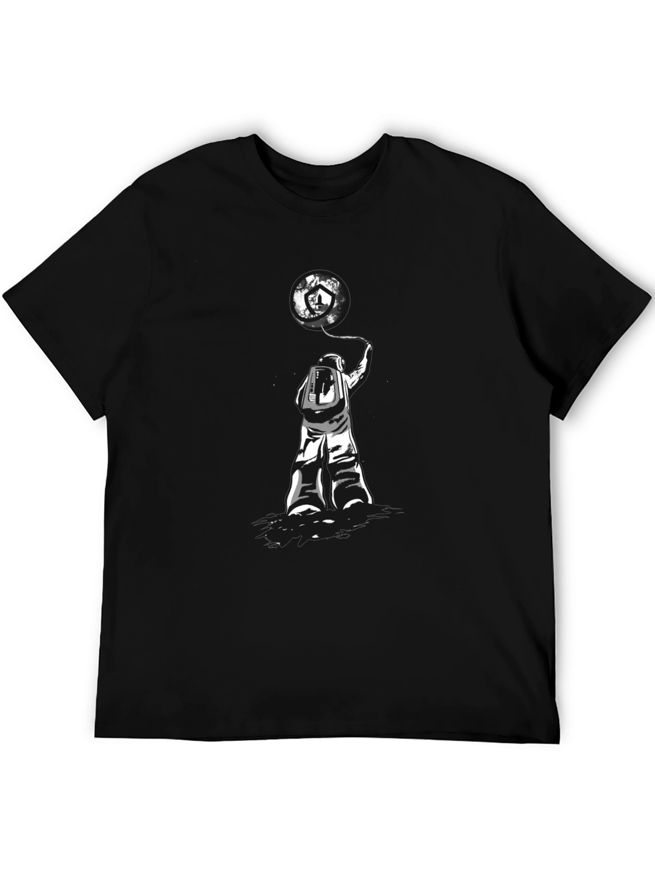 Black Astronaut Earth Balloon Graphic Tee - Trendy Black T-Shirt view 5