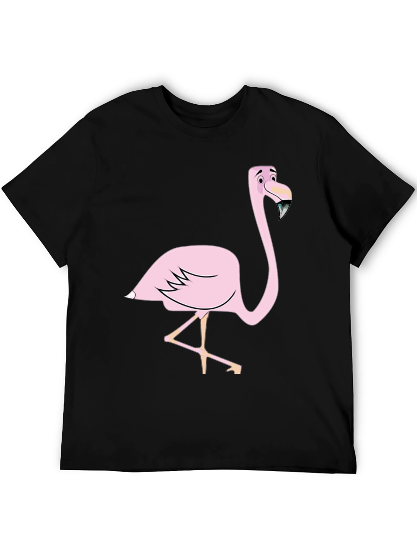 Black Fun Flamingo Graphic Tee - Black Cotton Blend Shirt view 5