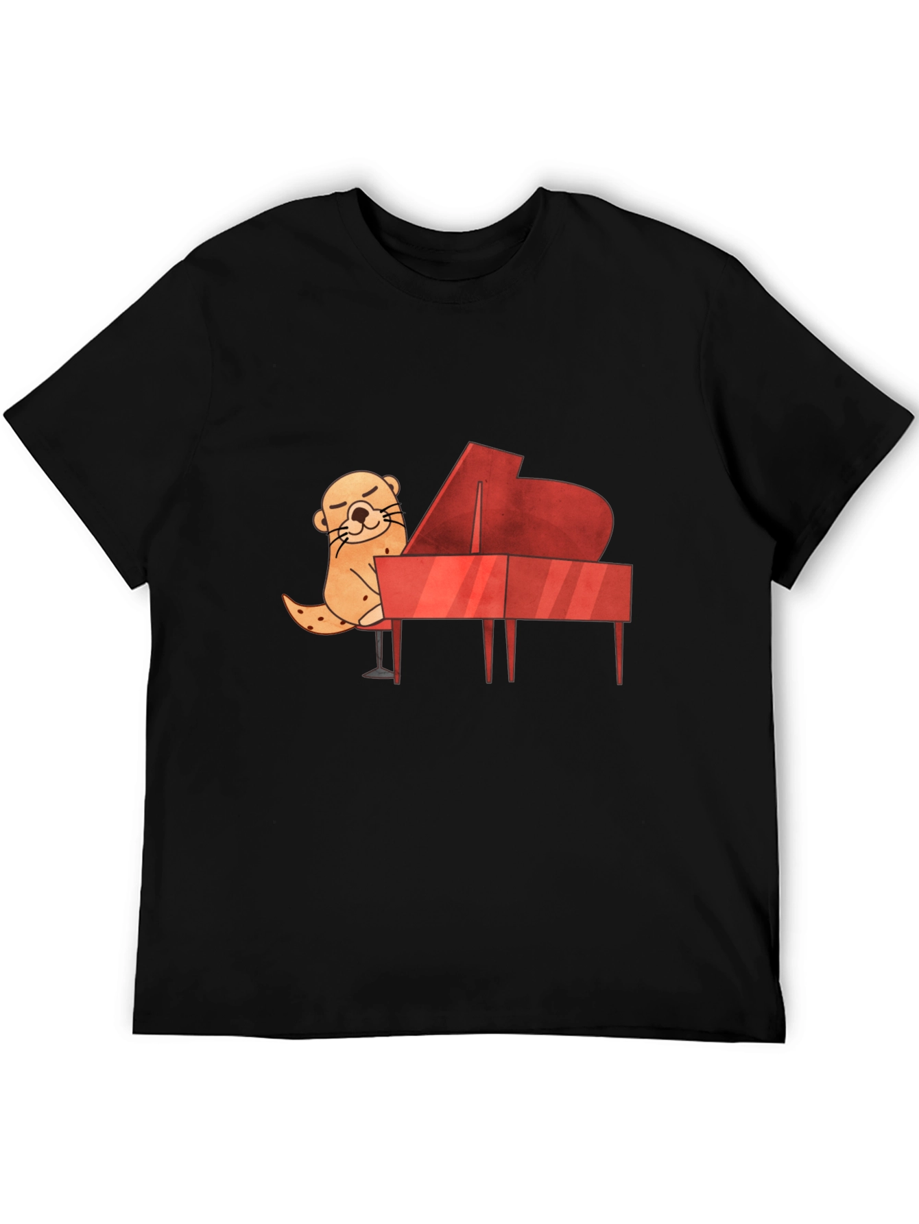 Black Otter Playing Piano Graphic Tee view 5