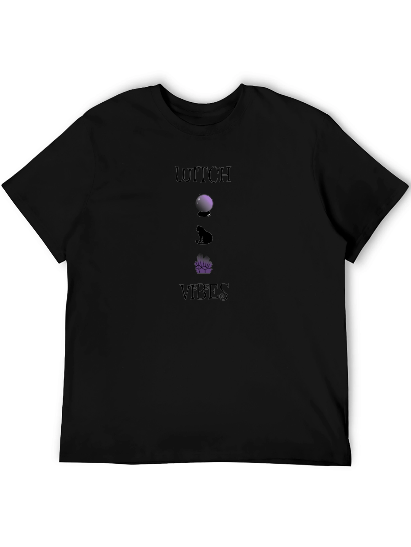 Black Witch Vibes Graphic Tee - Soft Black Cotton T-Shirt view 5