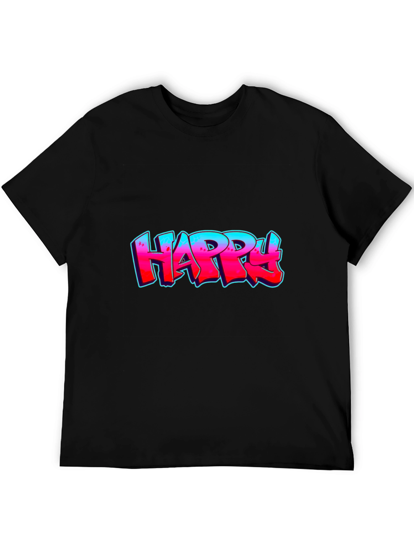 Black Happy Graffiti T-Shirt - Bold Graphic Tee view 5