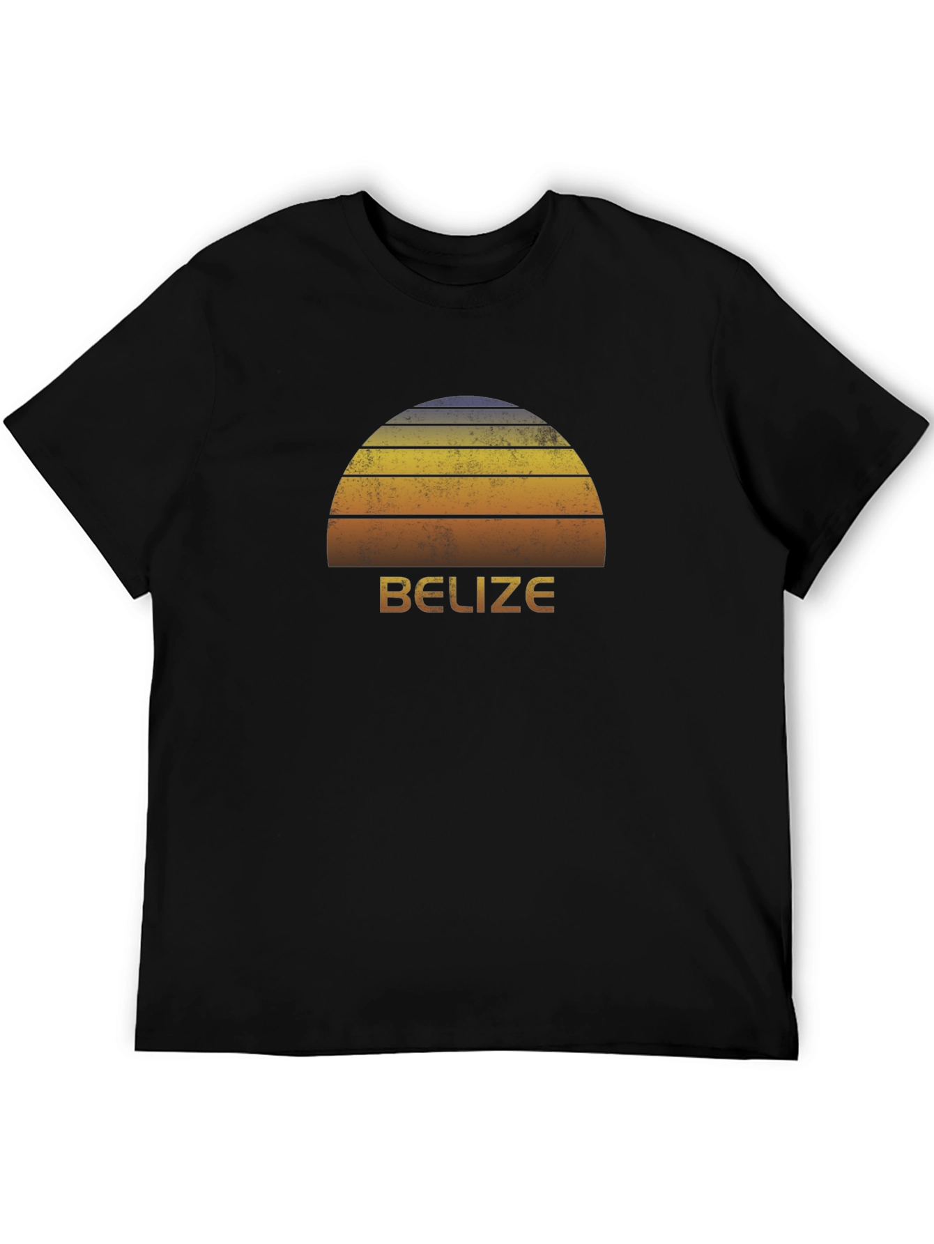 Black Belize Sunset Graphic Tee - Retro Style T-Shirt view 5