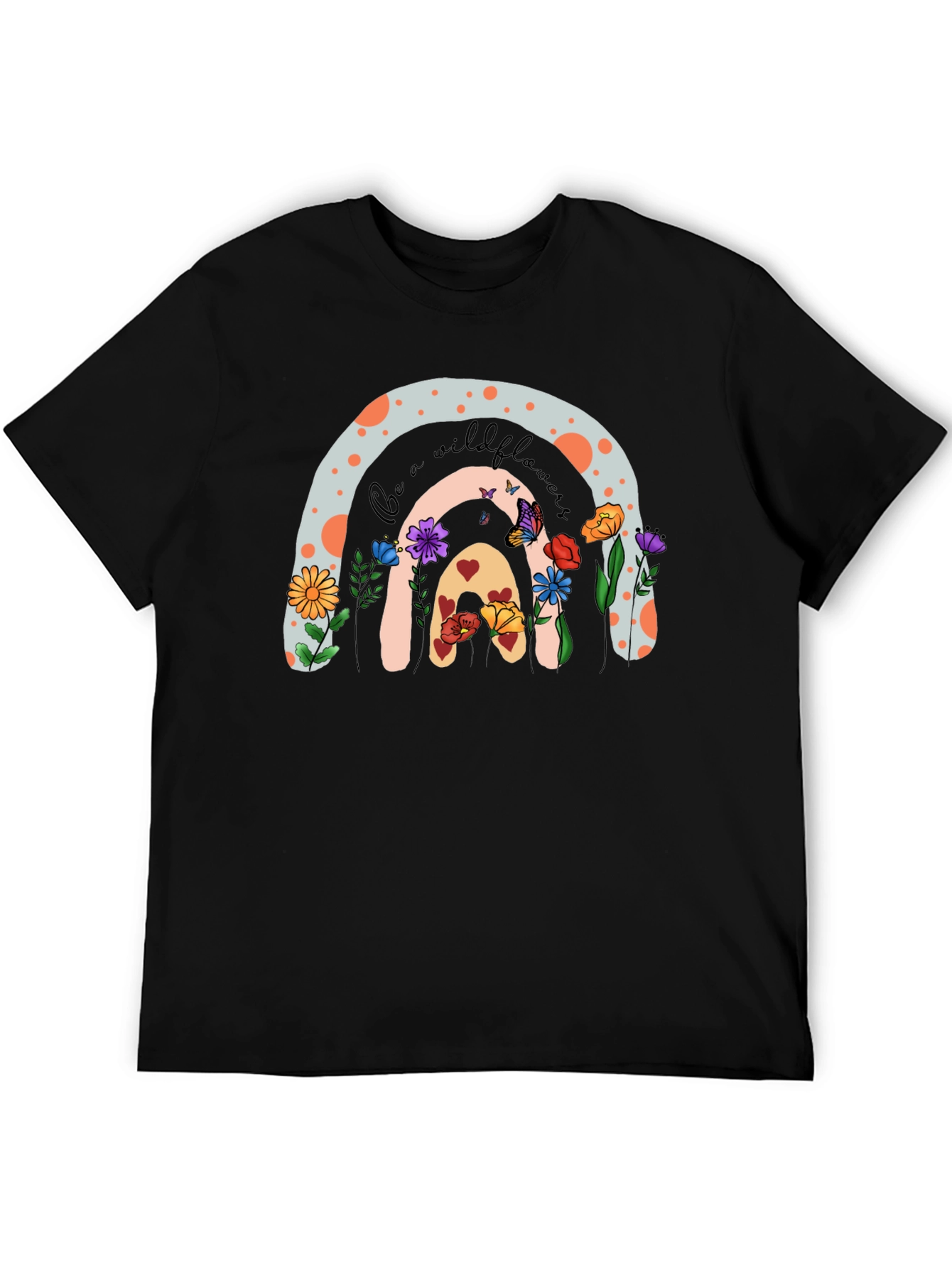 Black Wildflower Rainbow Graphic T-Shirt view 5