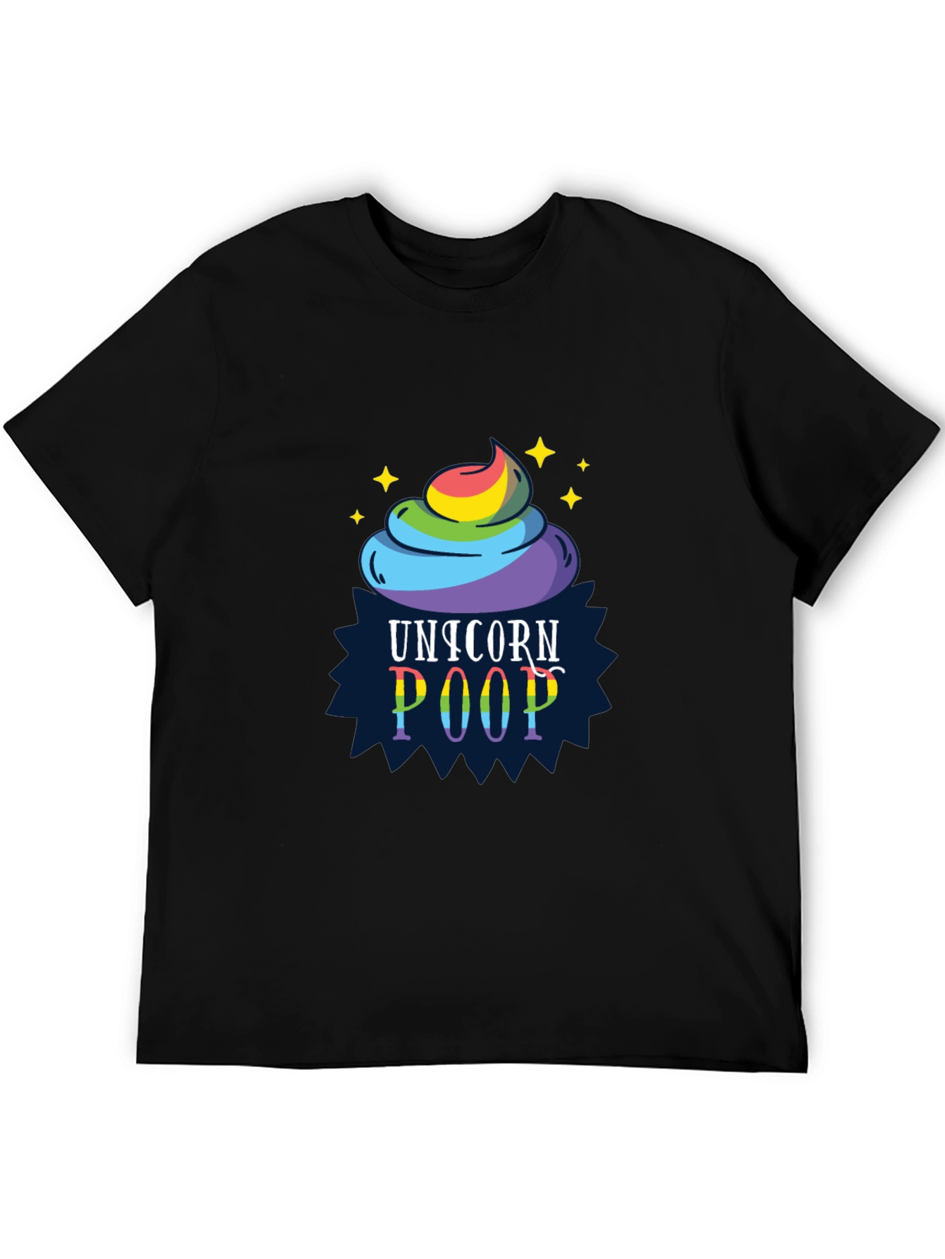 Black Unicorn Poop Graphic Tee - Funny Rainbow Shirt view 5