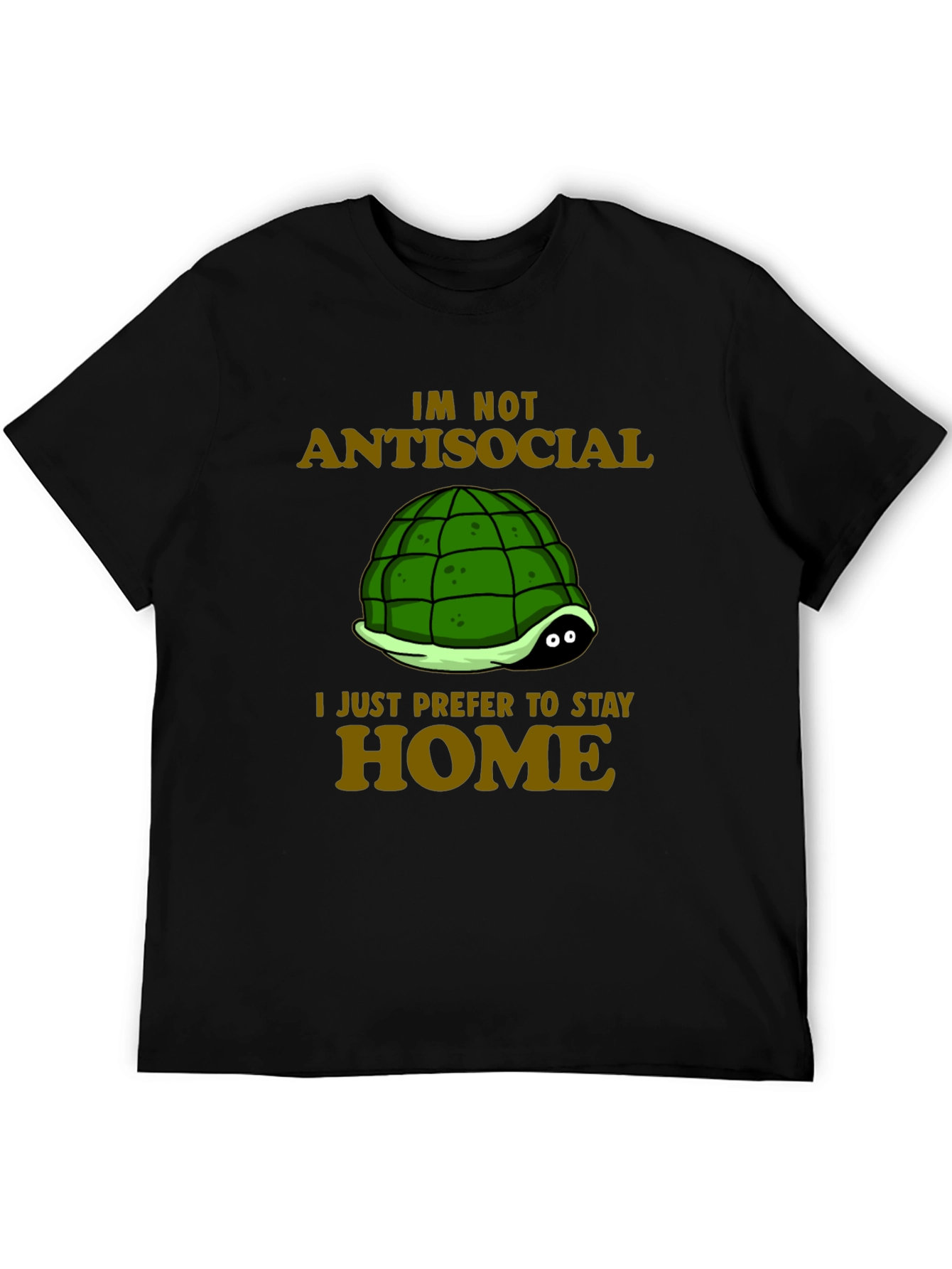 Black Introvert Turtle T-Shirt - Antisocial Stay Home Humor view 5