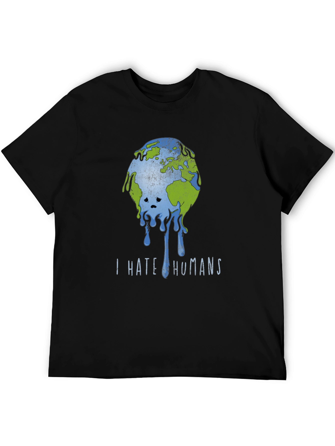 Black I Hate Humans Earth Graphic T-Shirt view 5