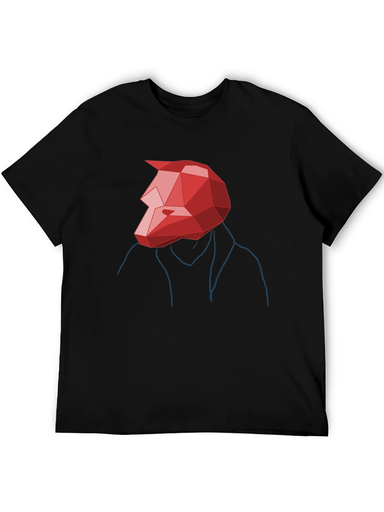 Black Abstract Geometric Red Wolf Graphic Tee view 5