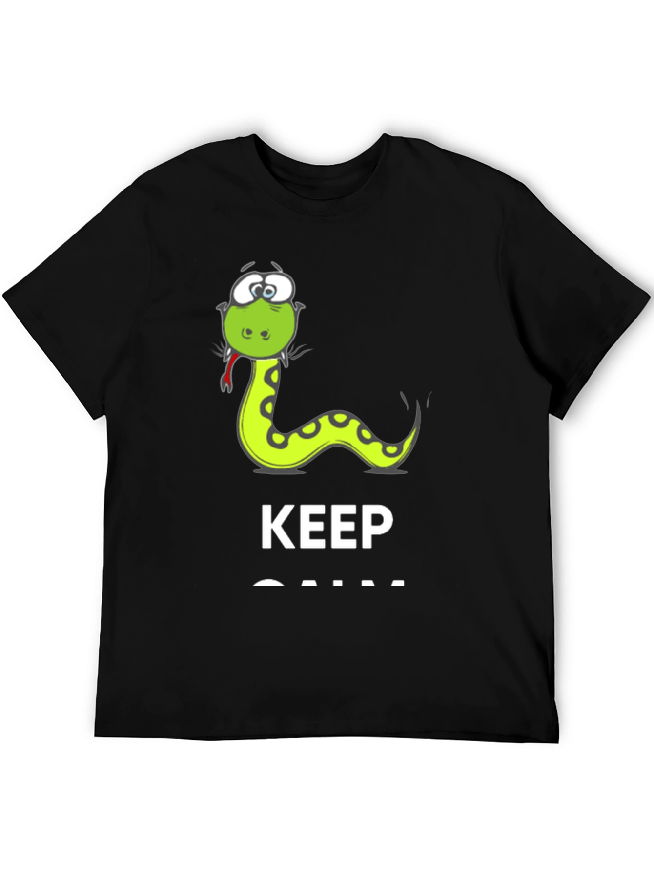 Black Funny Snake Keep Calm Men's T-Shirt view 5