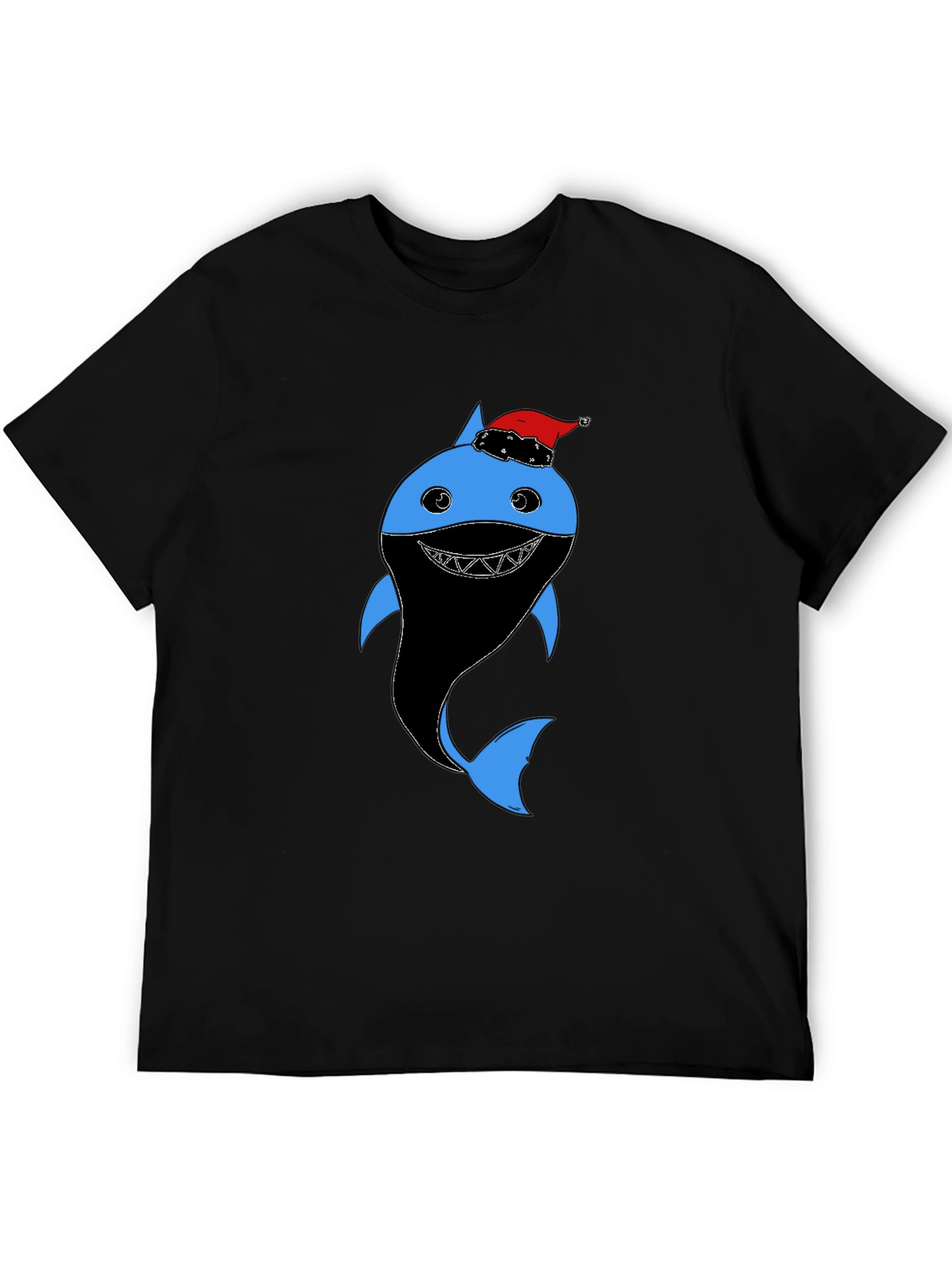 Black Festive Shark Graphic Tee - Holiday Humor view 5