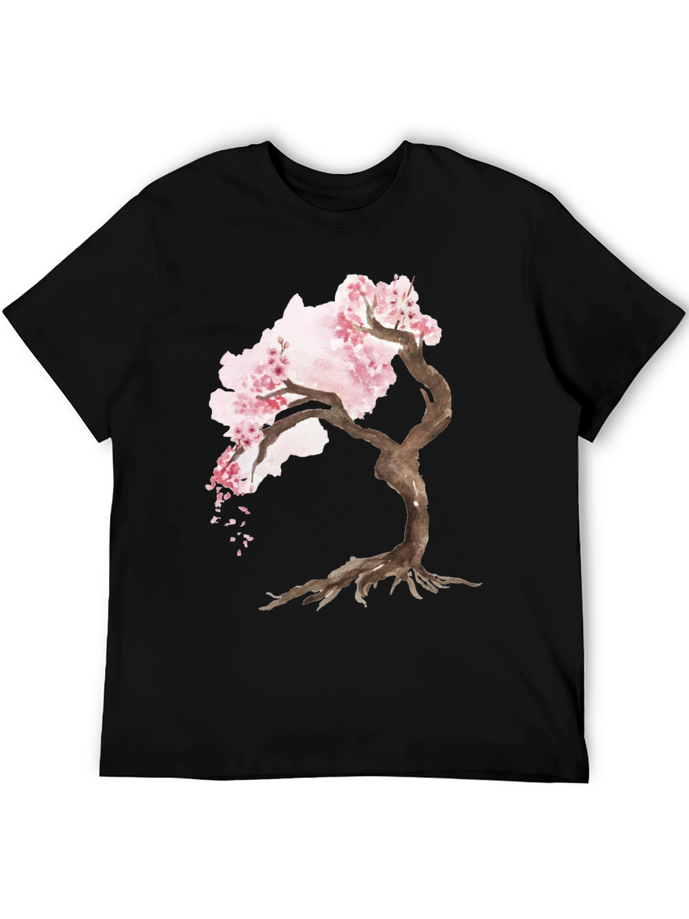 Black Cherry Blossom Tree Black T-Shirt view 5