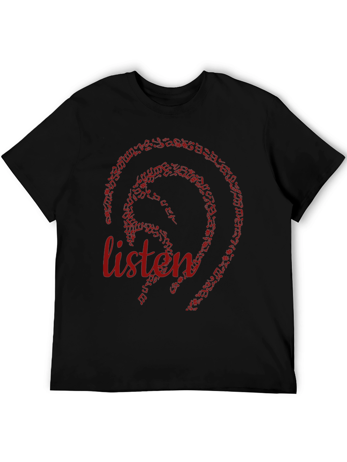 Black Musical Ear Listen Graphic Tee - Black view 5