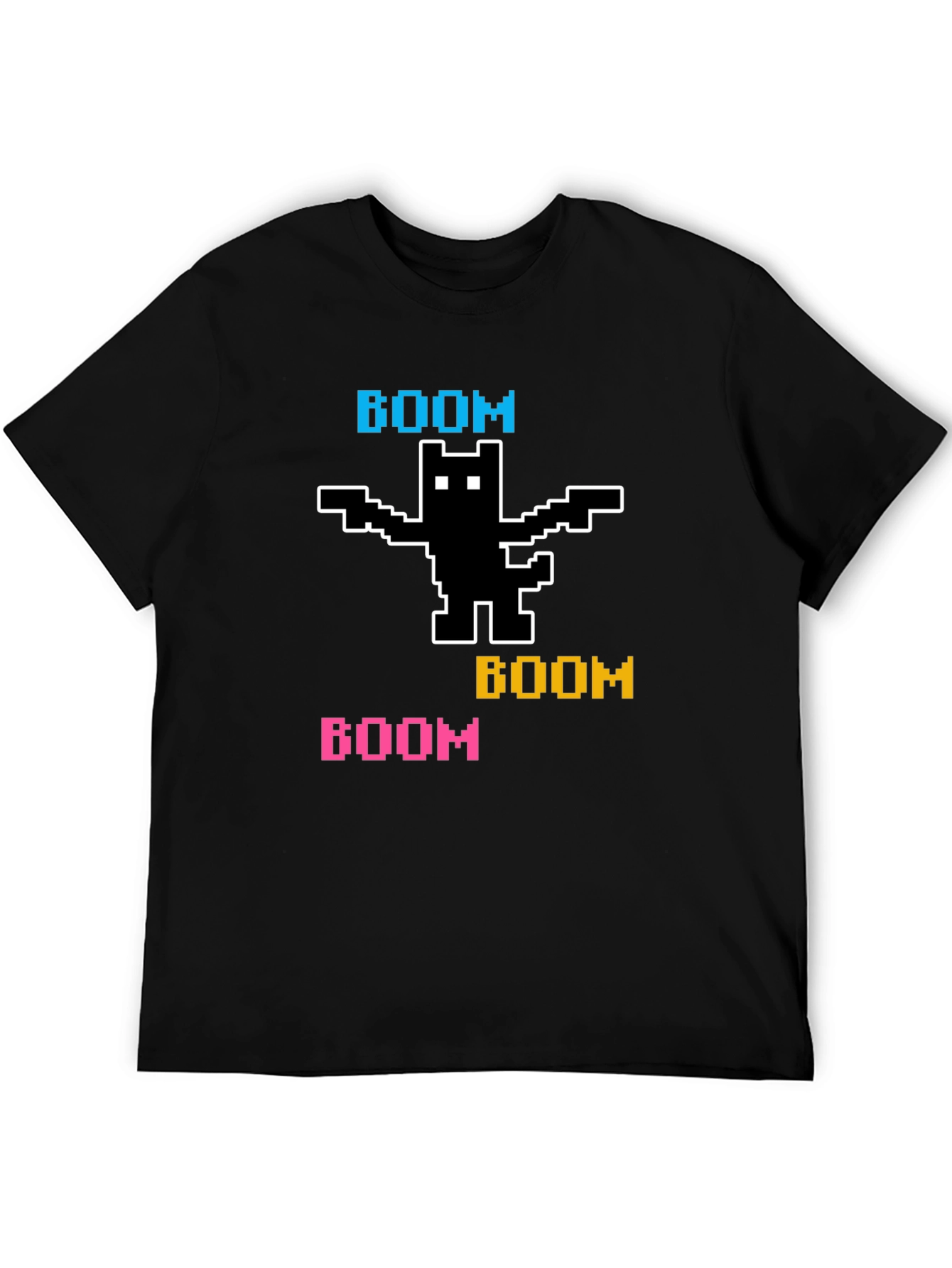 Black Pixelated BOOM Cat T-Shirt view 5
