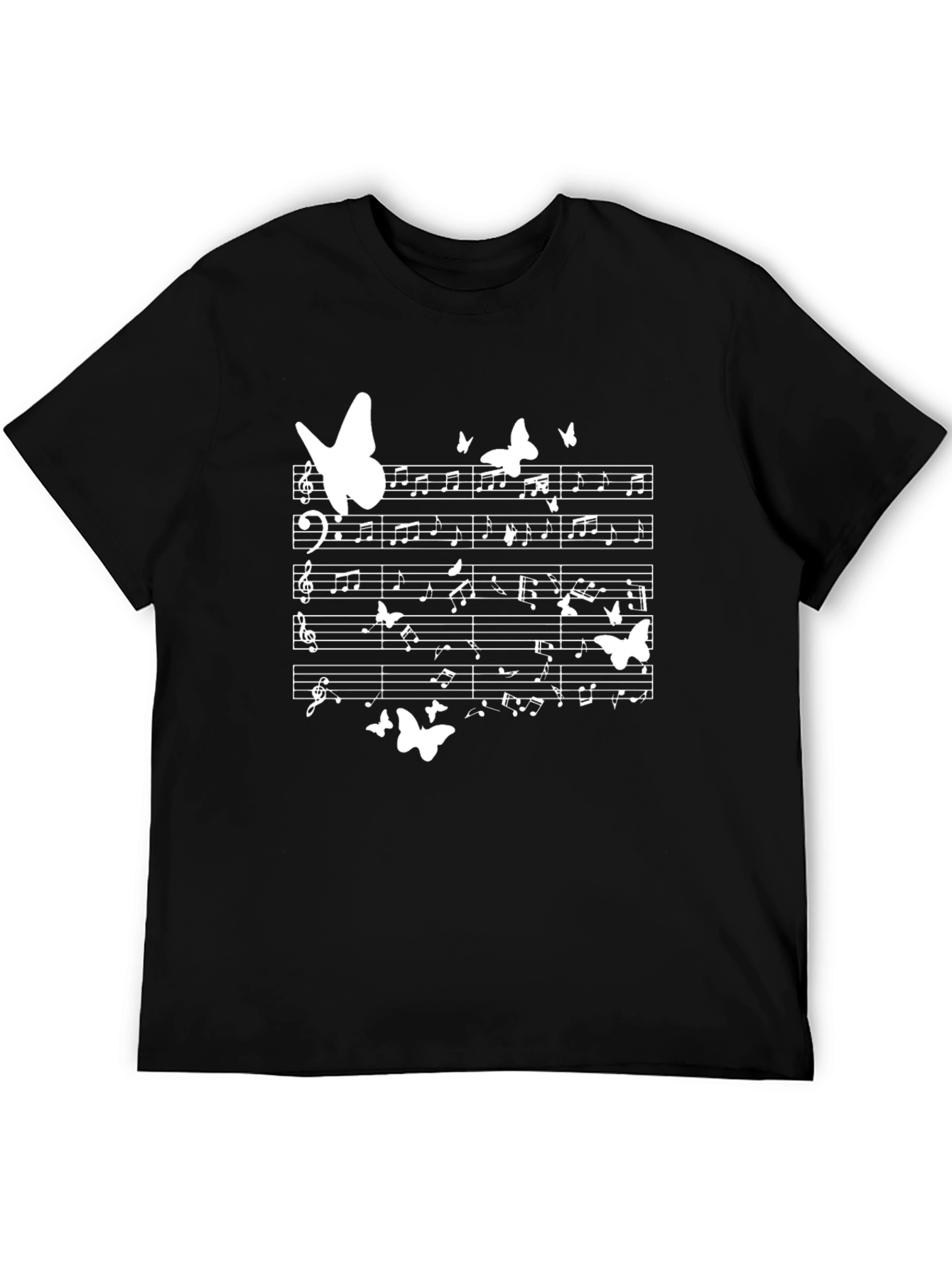 Black Butterfly Music Note T-Shirt view 5