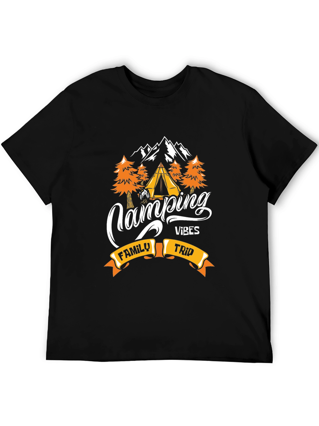 Black Camping Vibes Family Trip Graphic Tee view 5