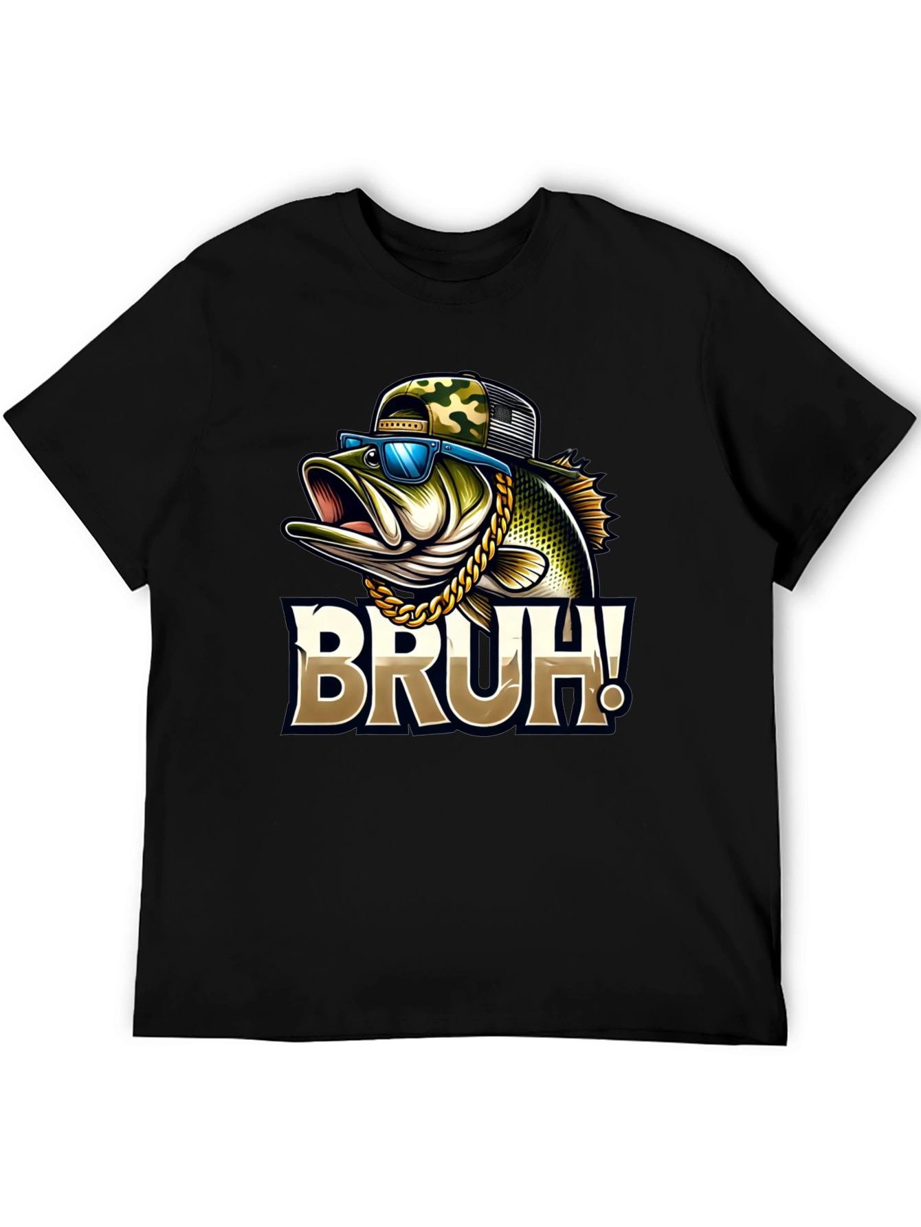 Black Bruh Fishing Bass Graphic T-Shirt view 5