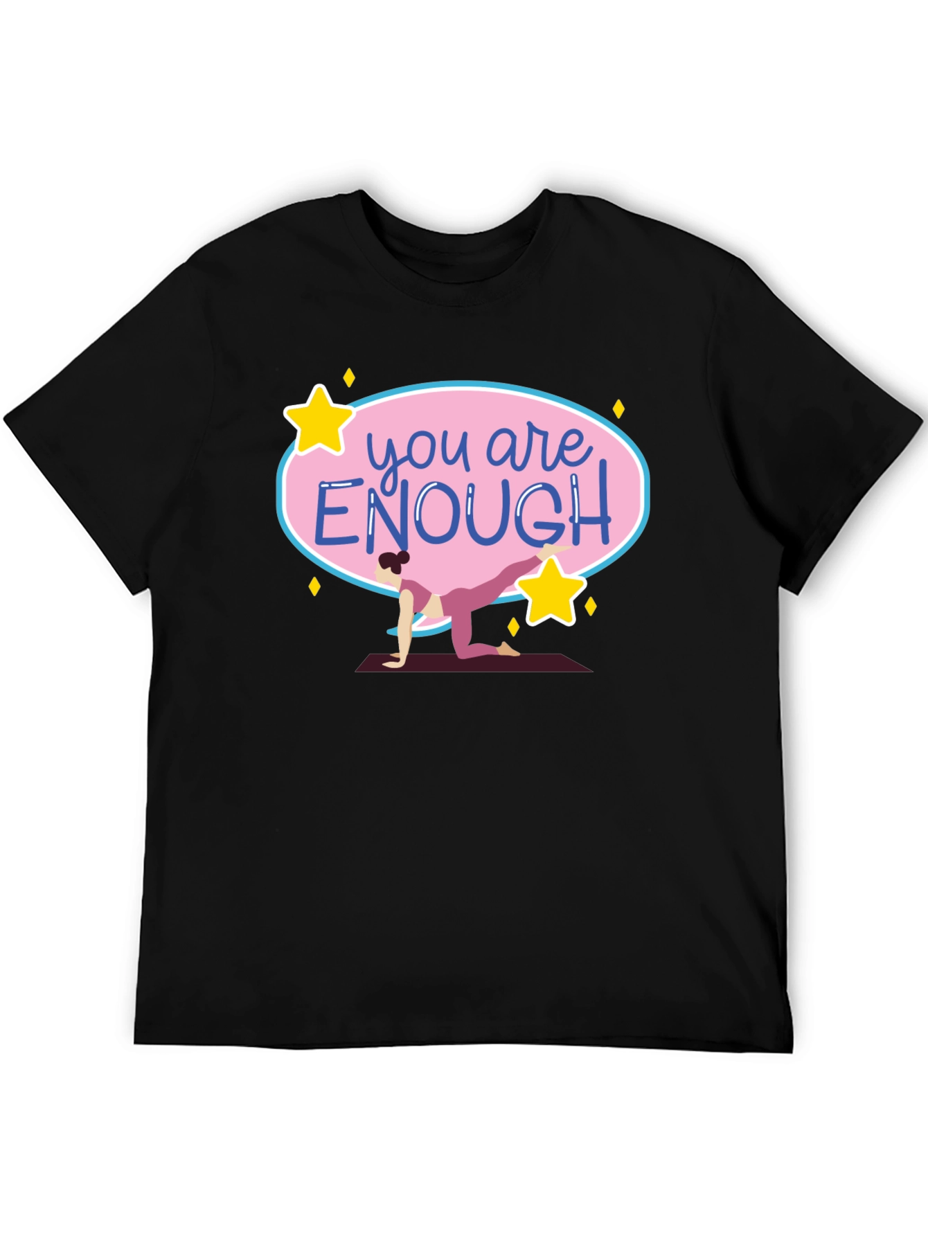 Black You Are Enough Yoga T-Shirt Black view 5