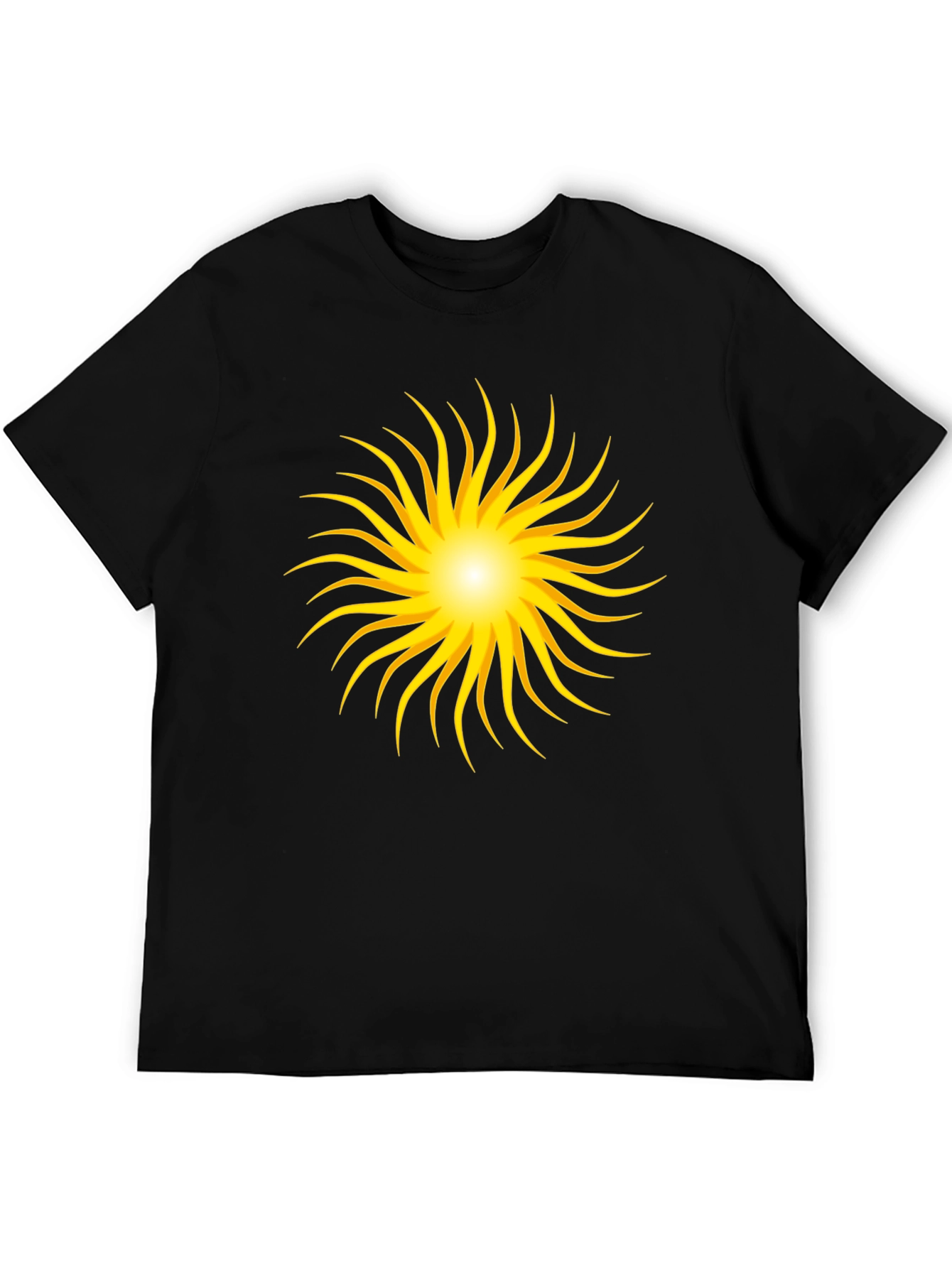 Black Radiant Sunburst Graphic Black T-Shirt view 5