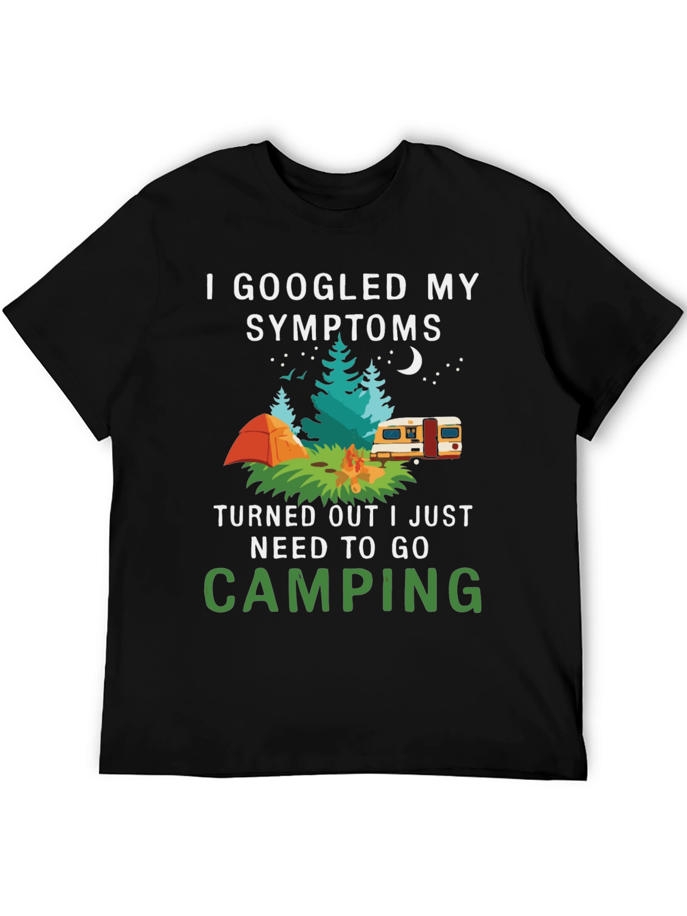 Black Camping Symptoms T-Shirt - Funny Outdoor Apparel view 5