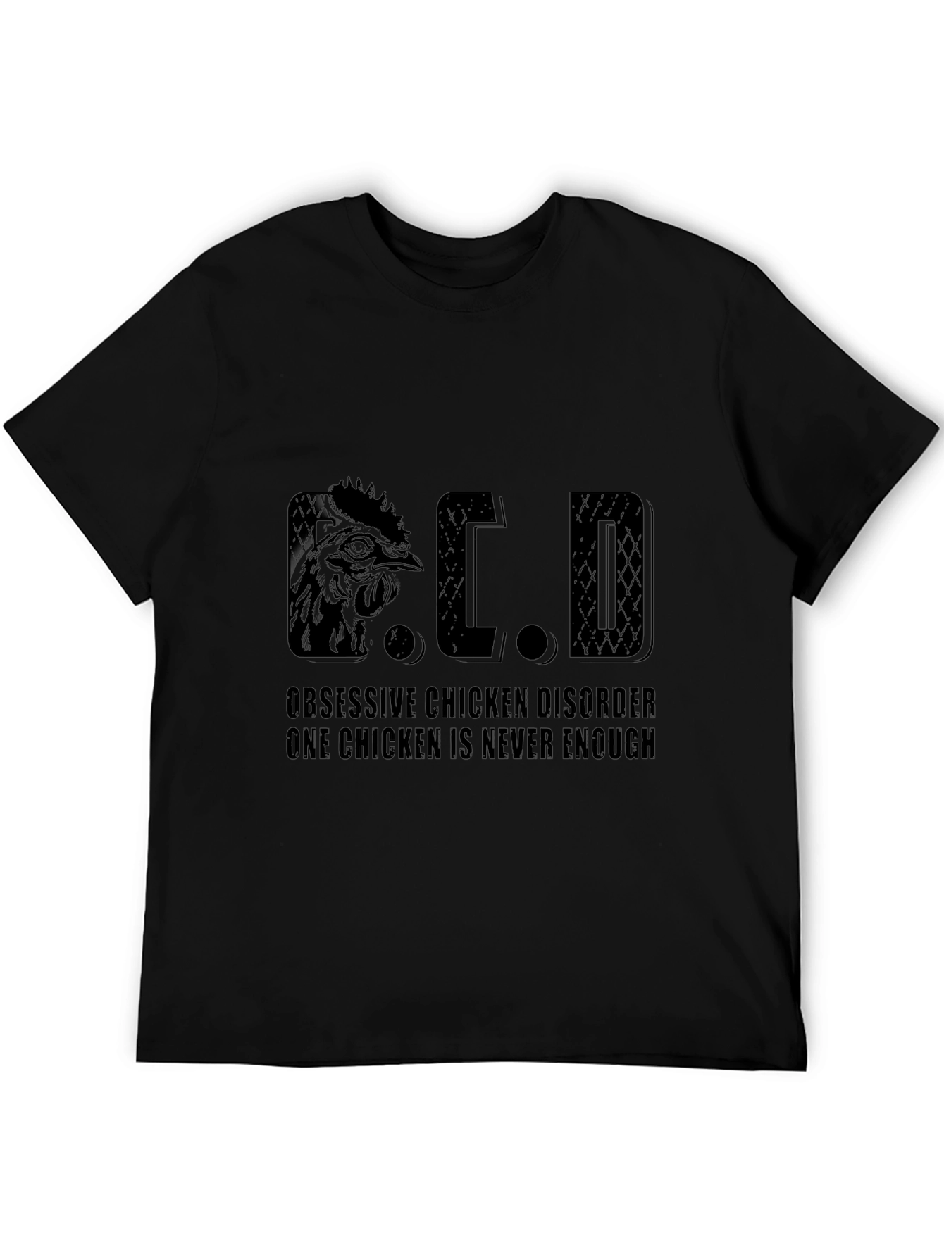Black Obsessive Chicken Disorder T-Shirt - Funny Chicken Lover Tee view 5