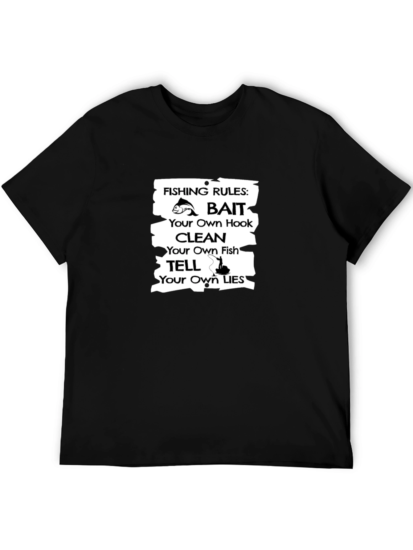 Black Fishing Rules Graphic T-Shirt view 5