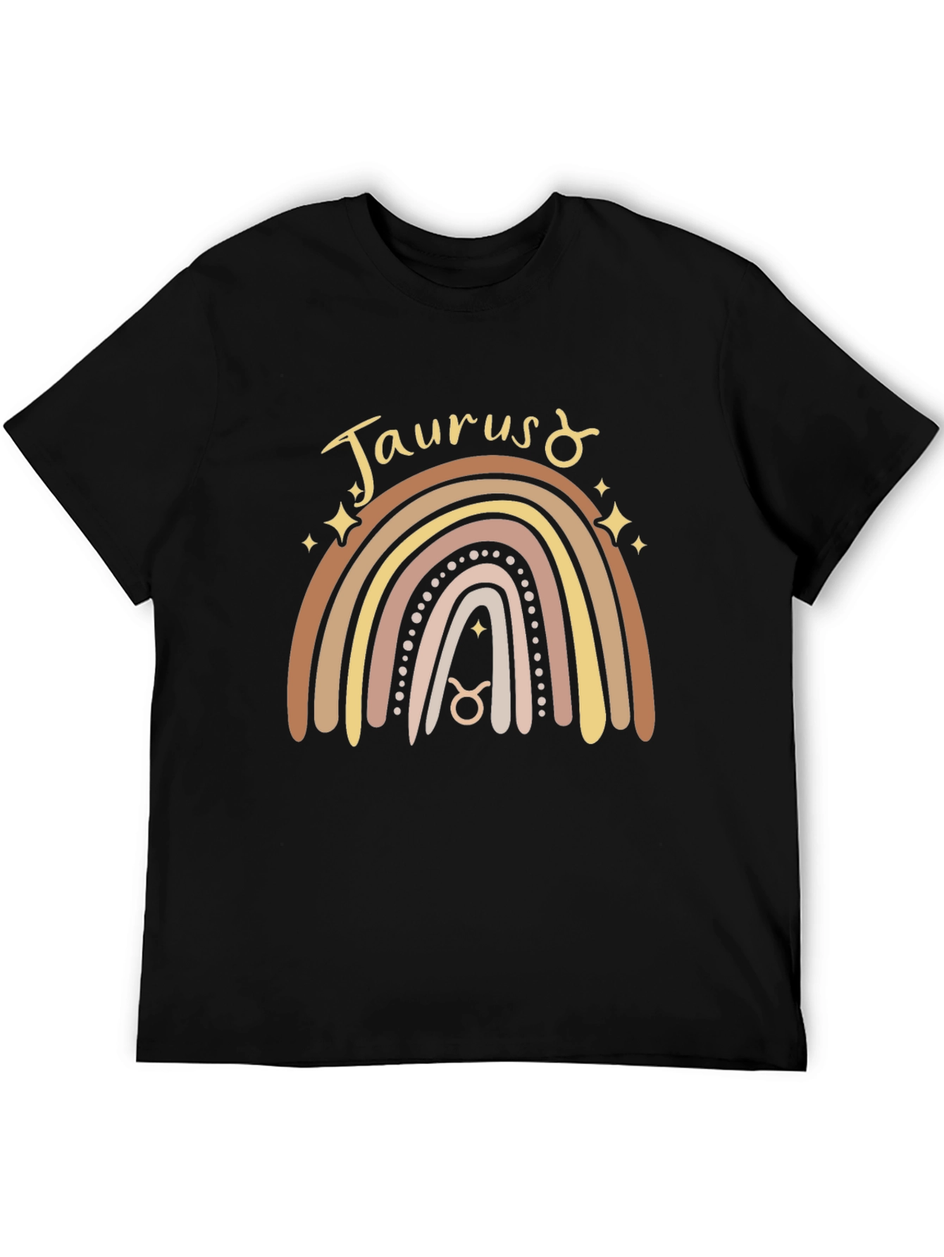 Black Taurus Zodiac Rainbow Graphic T-Shirt view 5