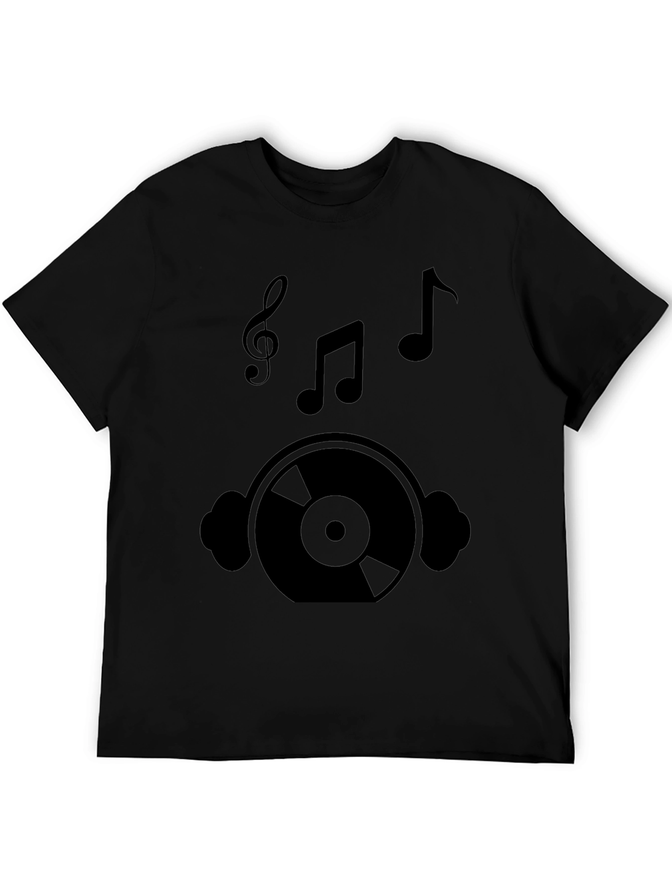 Black Music Lover Graphic Tee - Vinyl Record & Notes Design view 5