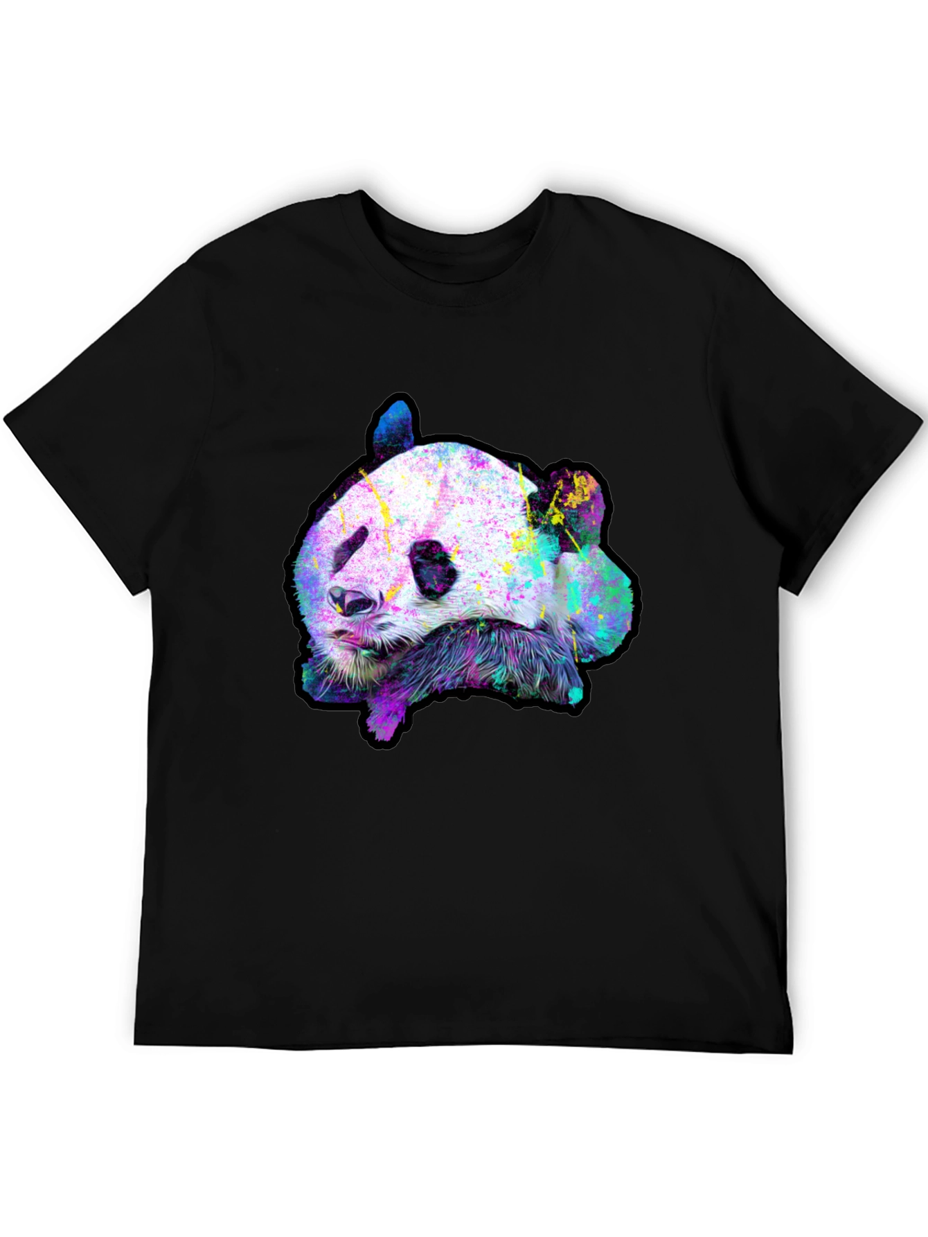 Black Abstract Panda Graphic Tee - Men's Black T-Shirt view 5