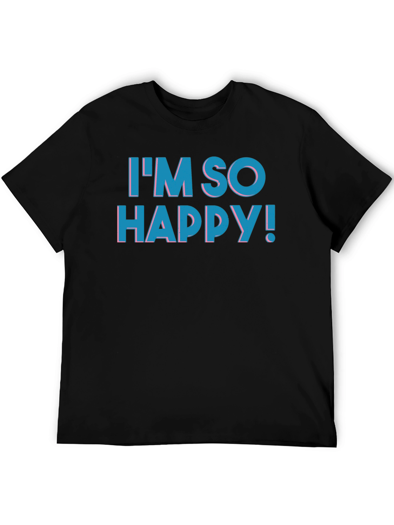 Black I'm So Happy! Graphic Print T-Shirt - Black view 5