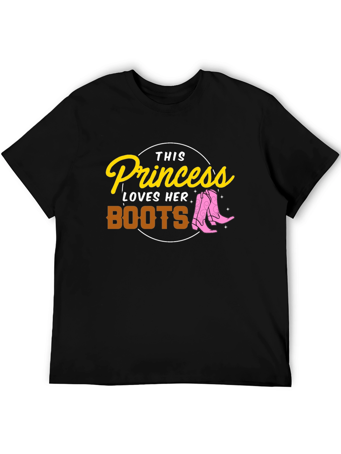 Black Cowgirl Princess T-Shirt - Loves Her Boots Tee view 5