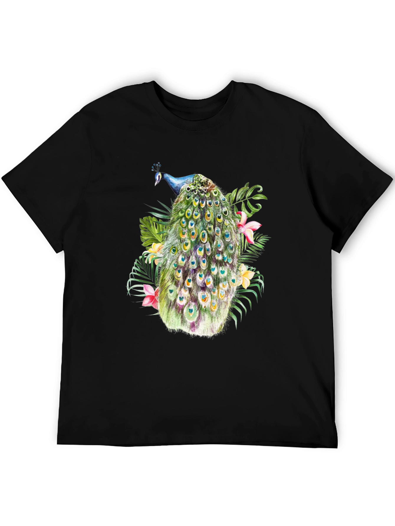 Peacock Graphic Black T-Shirt - 5
