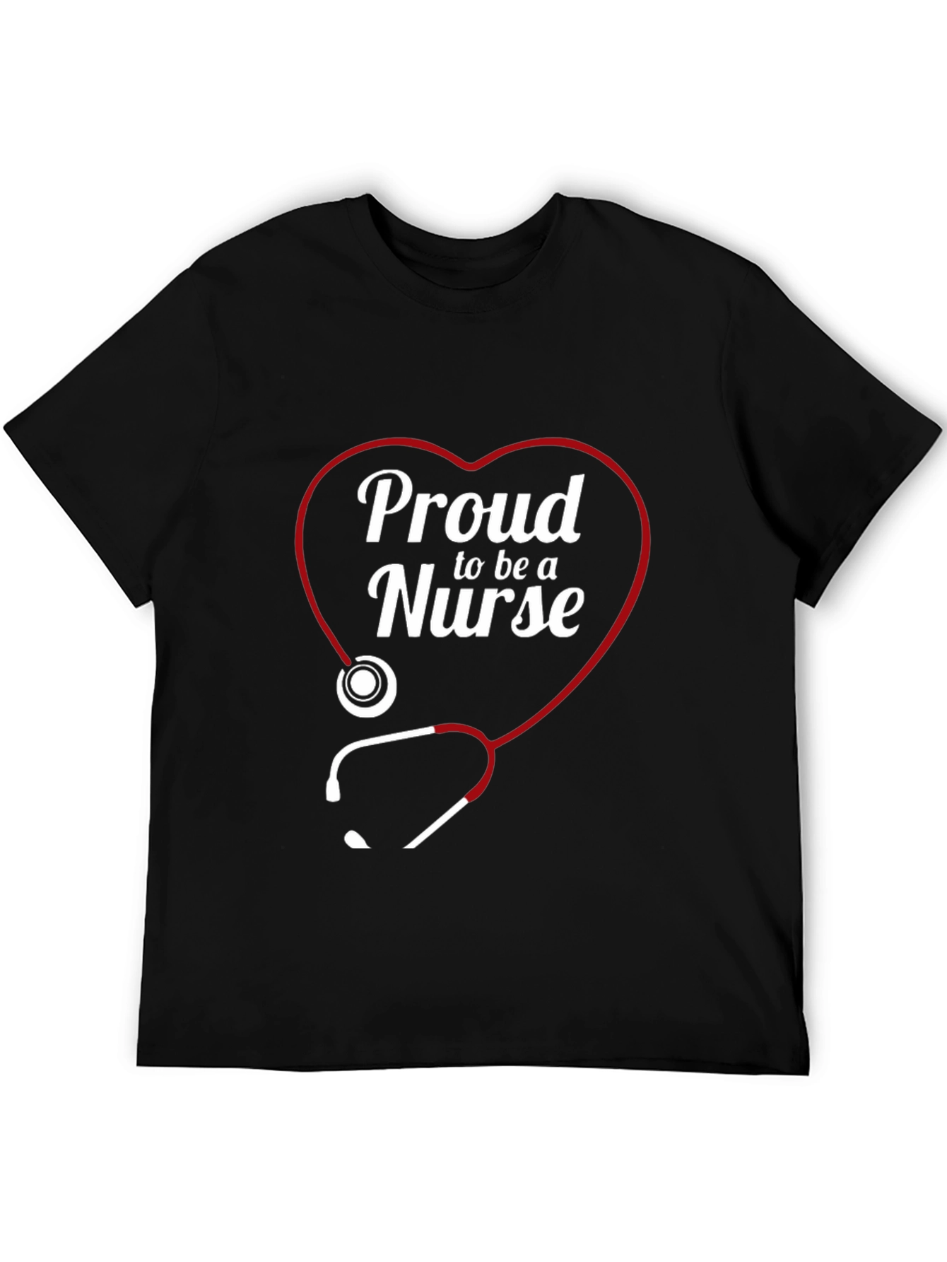 Black Proud Nurse Heart Stethoscope T-Shirt view 5