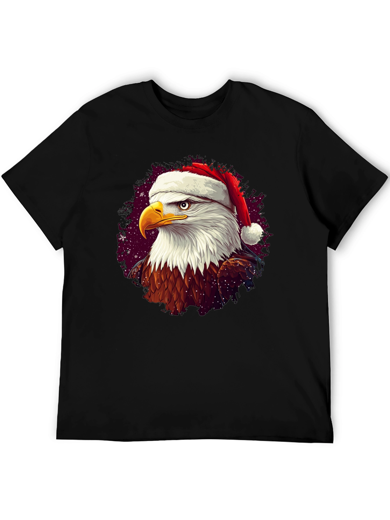 Black Festive Eagle T-Shirt: Christmas Holiday Apparel view 5